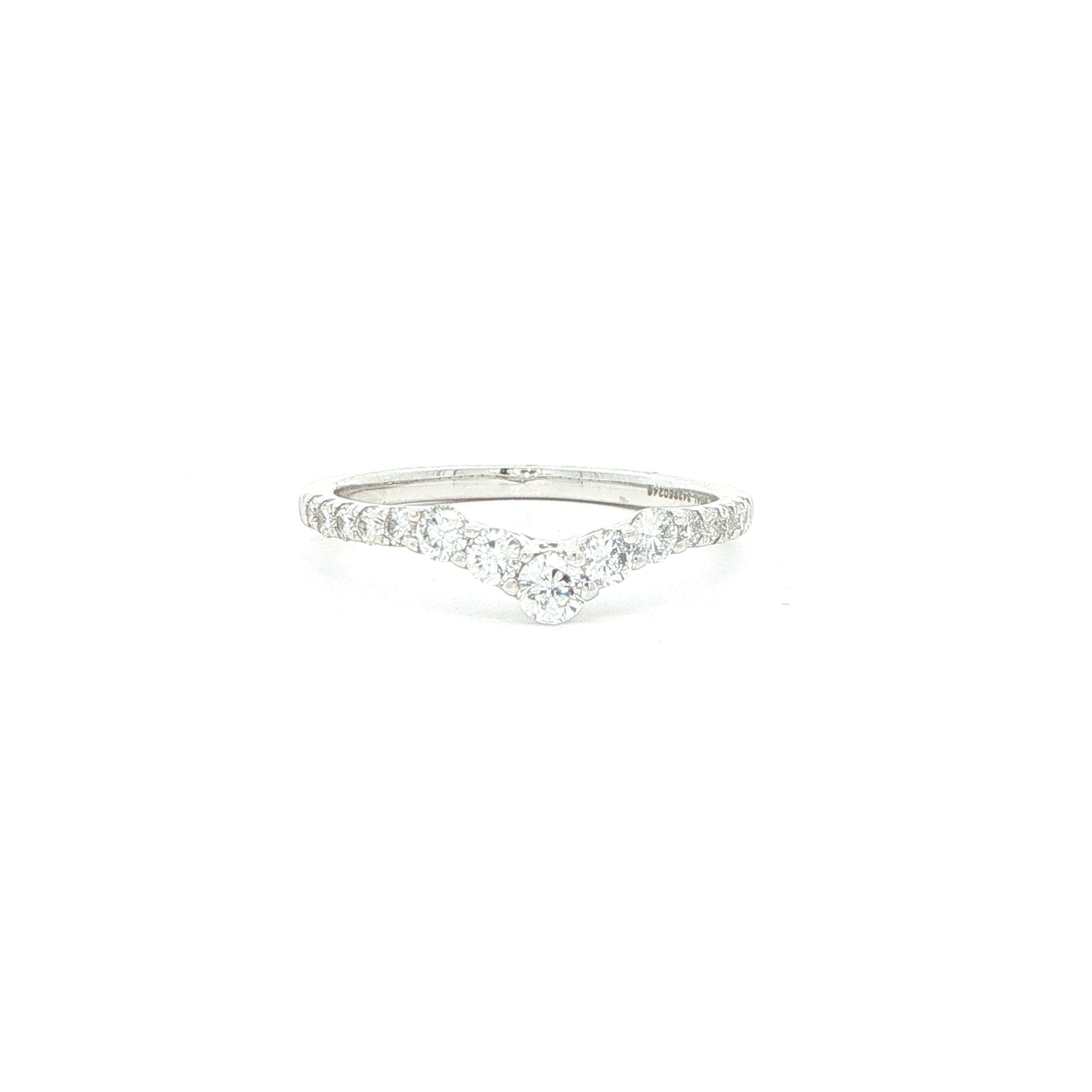 14K White Gold Lab-Grown Diamond Chevron Ring – 0.50 CTW, Size 7