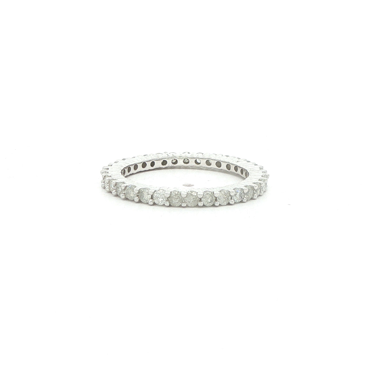 14K White Gold Natural Diamond Eternity Band – Size 7