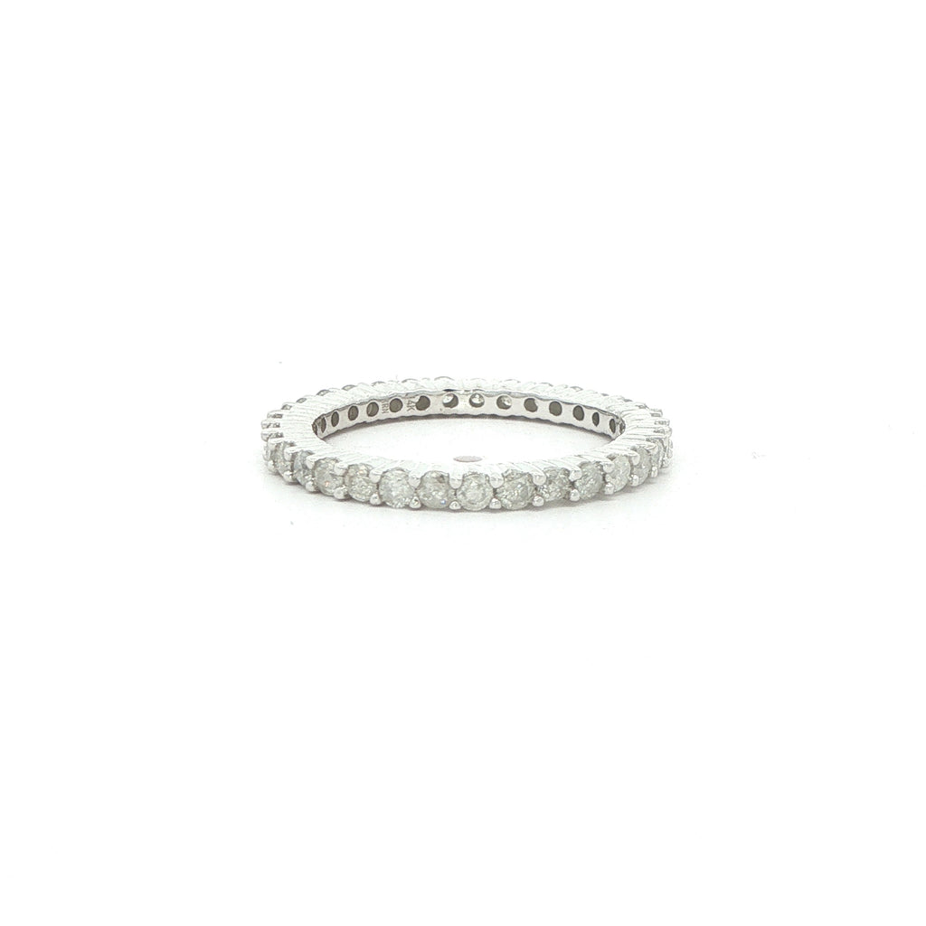 14K White Gold Natural Diamond Eternity Band – Size 7
