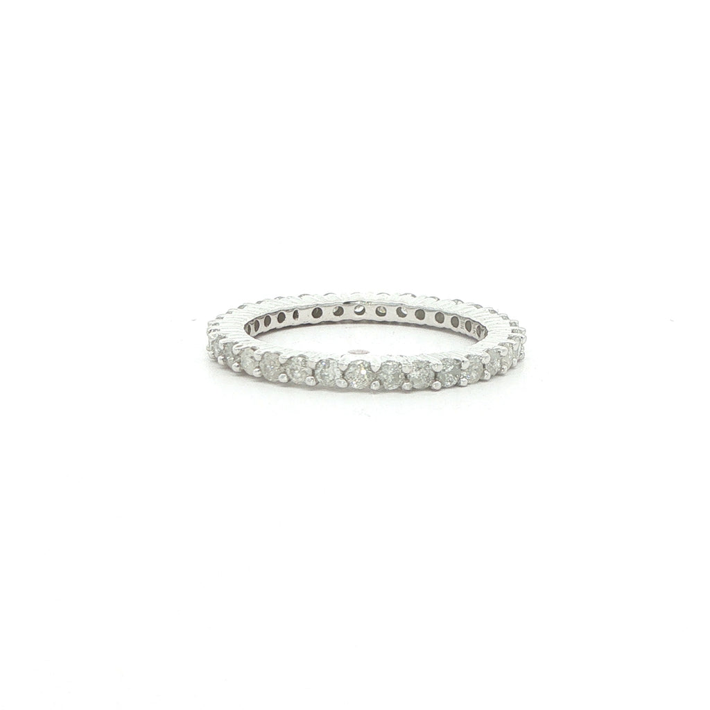 14K White Gold Natural Diamond Eternity Band – Size 7