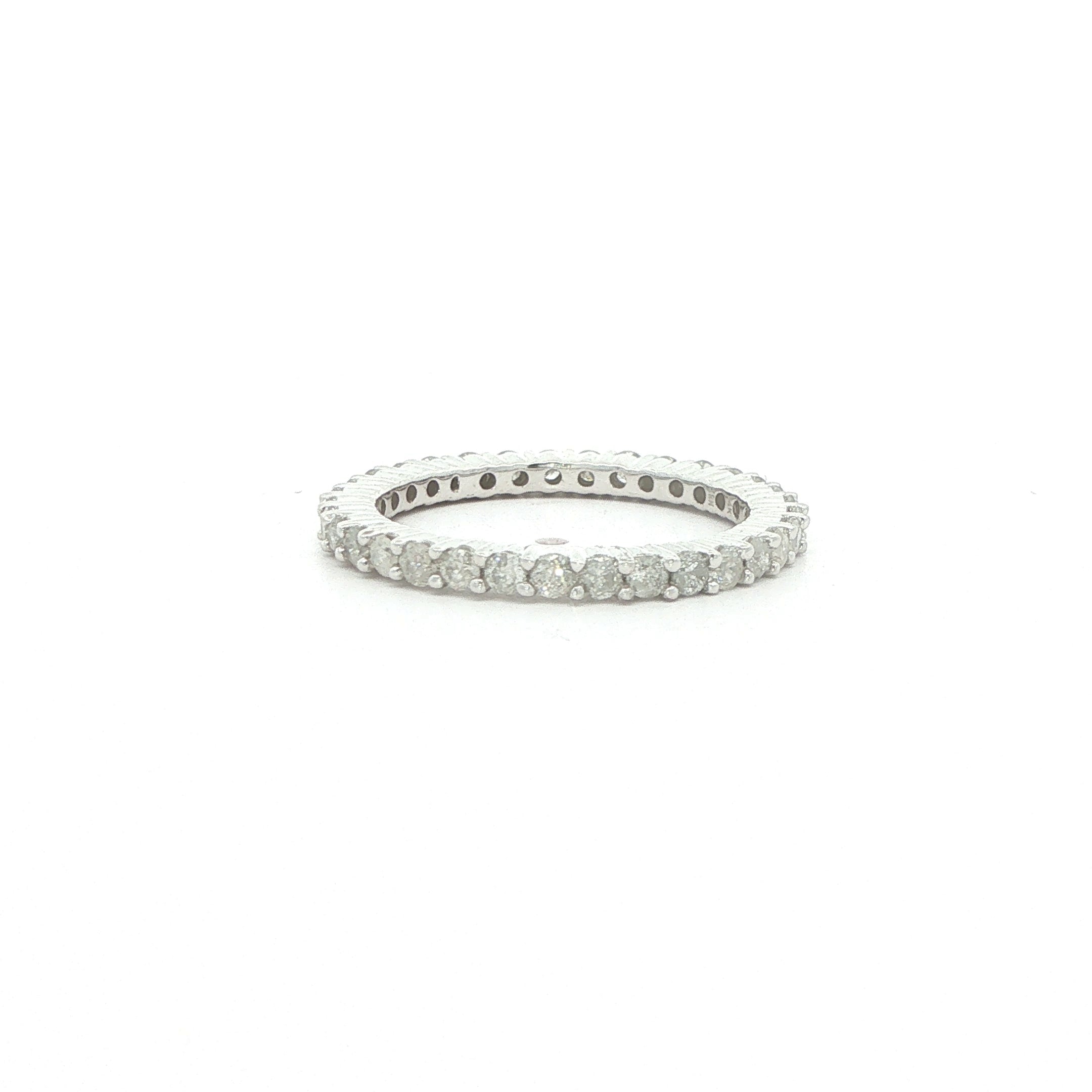 14K White Gold Natural Diamond Eternity Band – Size 7