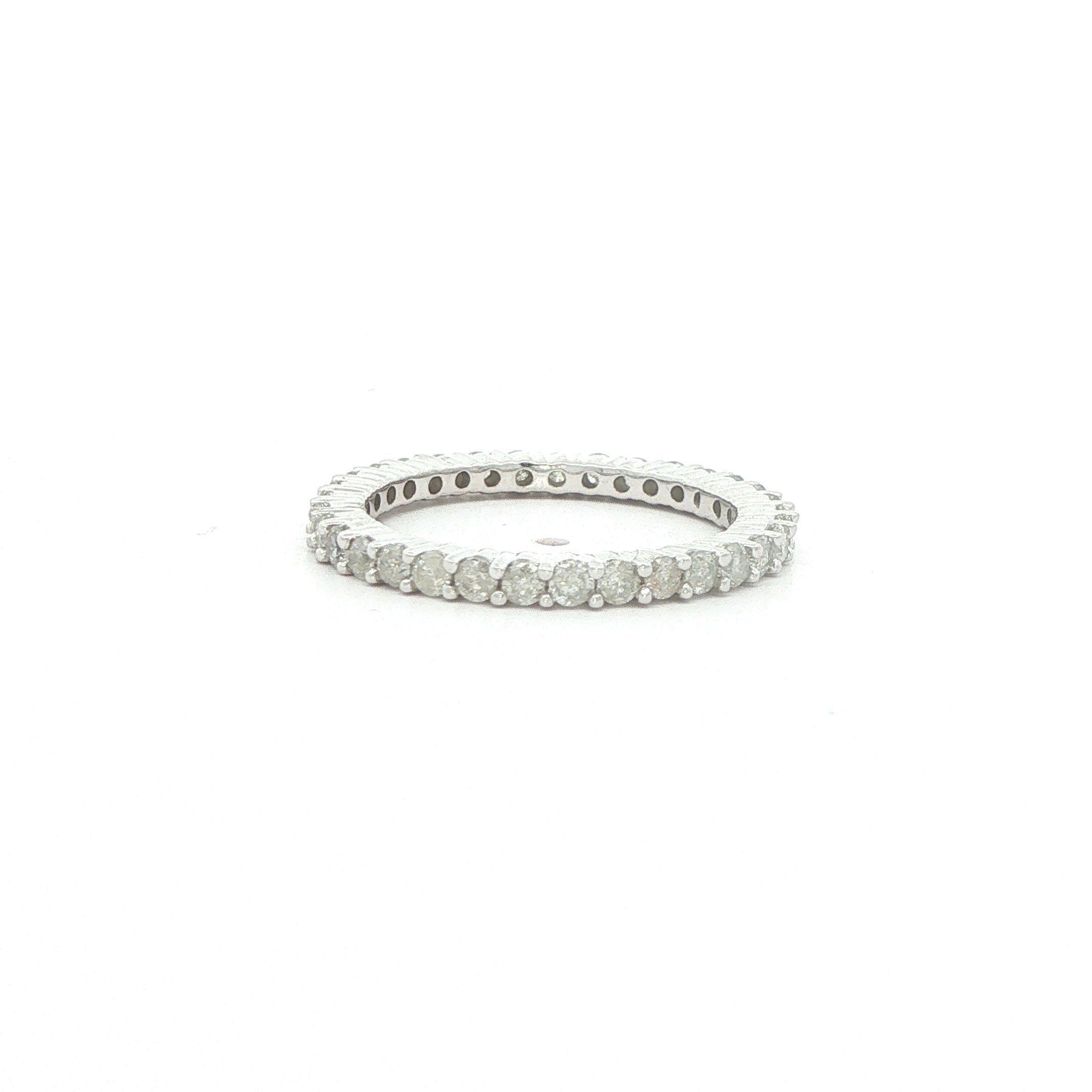 14K White Gold Natural Diamond Eternity Band – Size 7