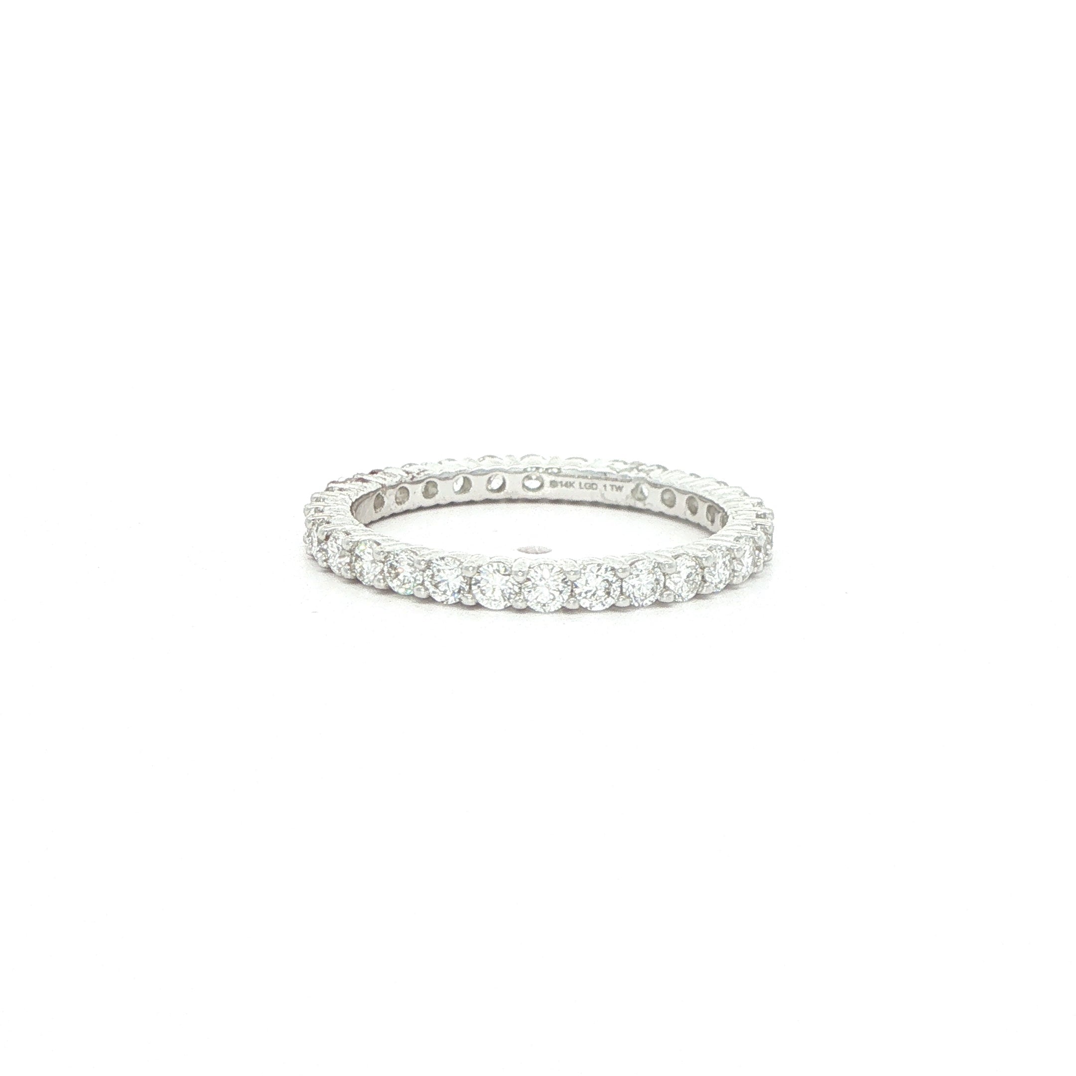 14K White Gold Lab-Grown Diamond Eternity Band – 1.00 CTW, Size 7