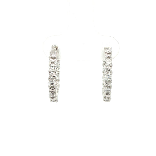 925 Sterling Silver 0.84 CTW Lab-Grown Diamond Hoop Earrings