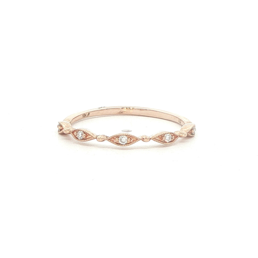 10K Rose Gold 0.05 CTW Lab-Grown Diamond Milgrain Band