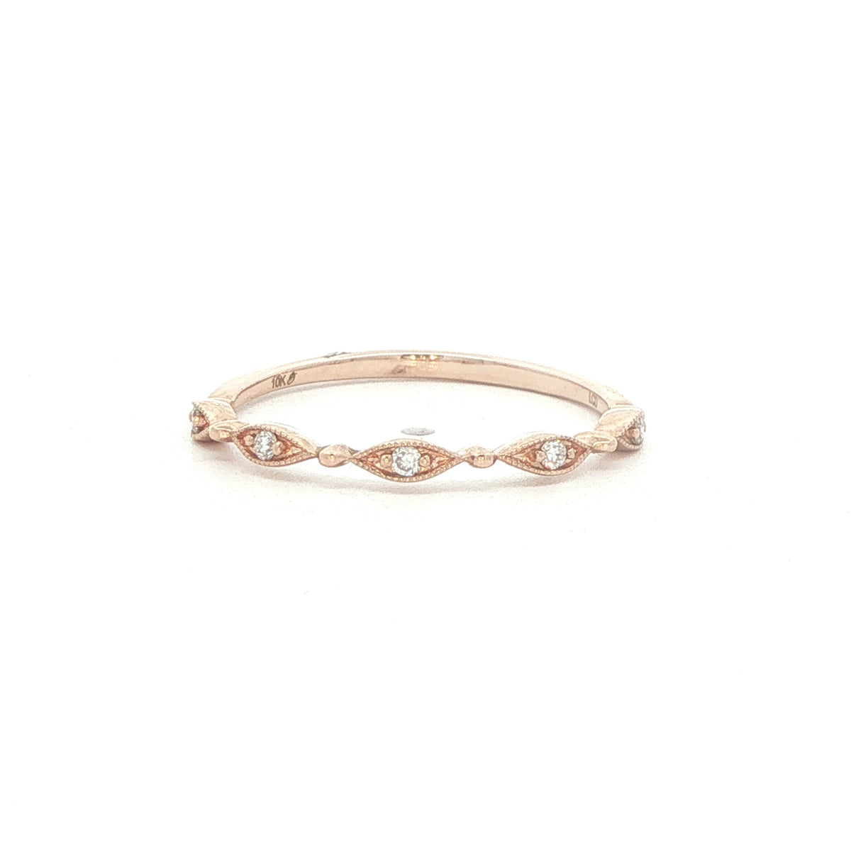 10K Rose Gold 0.05 CTW Lab-Grown Diamond Milgrain Band