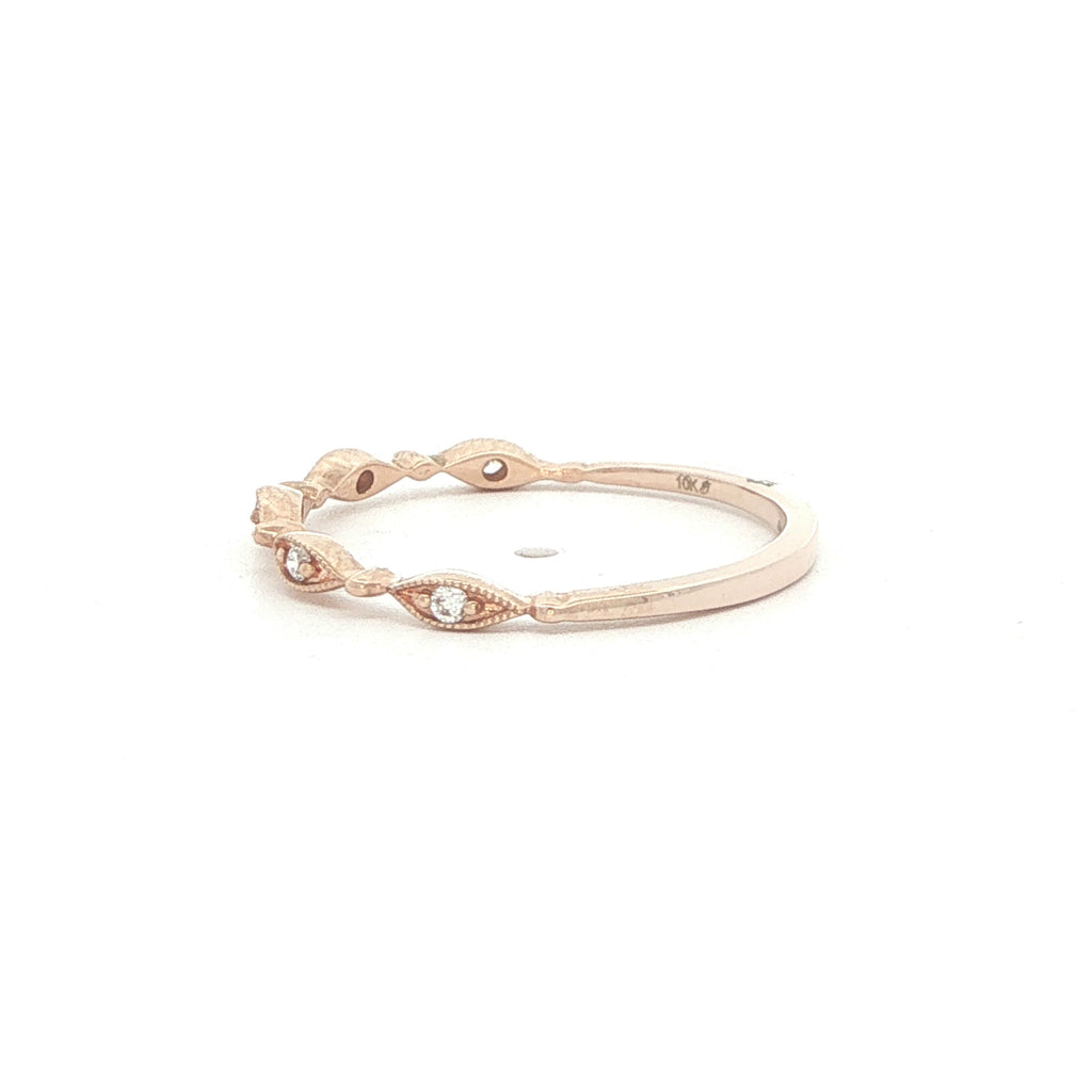 10K Rose Gold 0.05 CTW Lab-Grown Diamond Milgrain Band