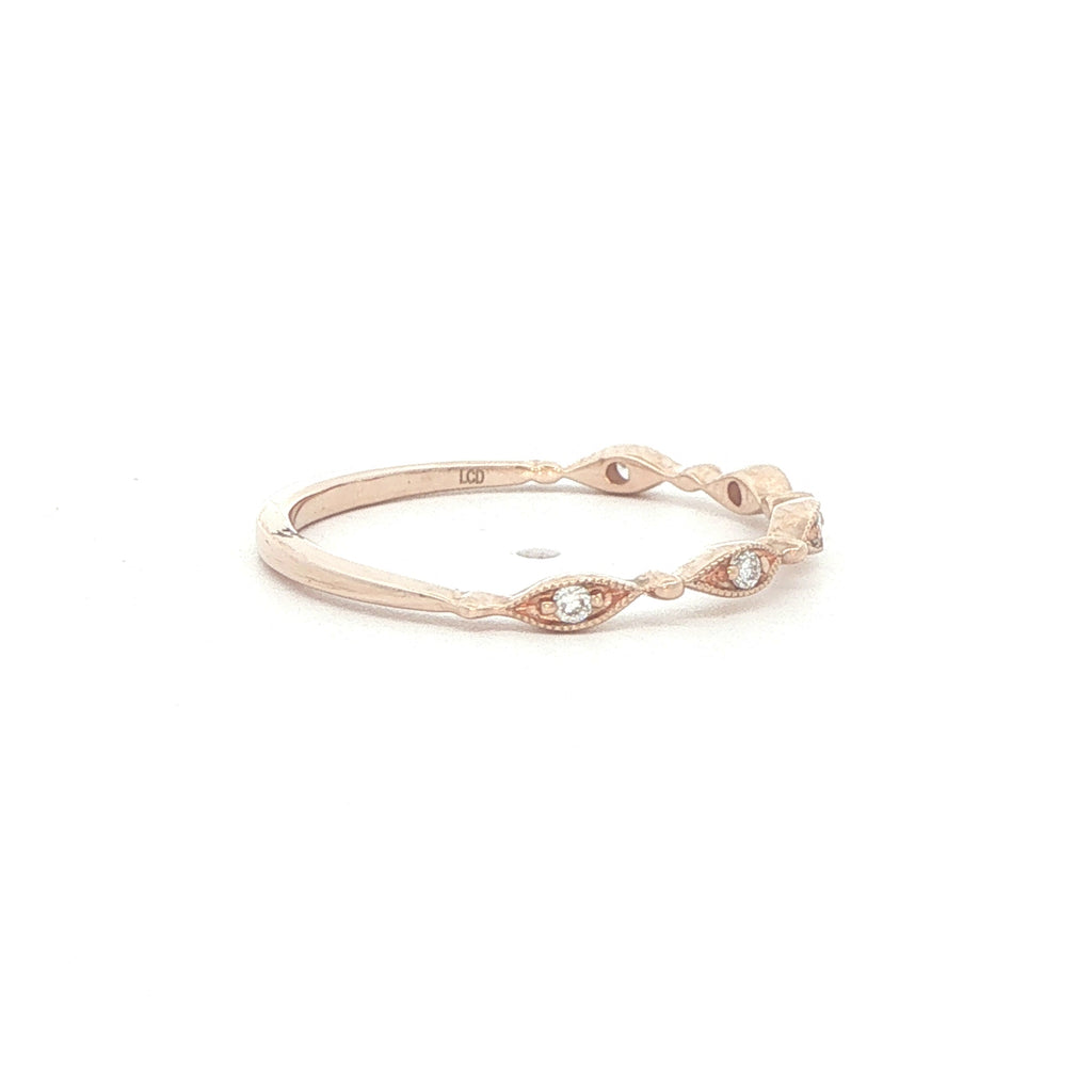 10K Rose Gold 0.05 CTW Lab-Grown Diamond Milgrain Band
