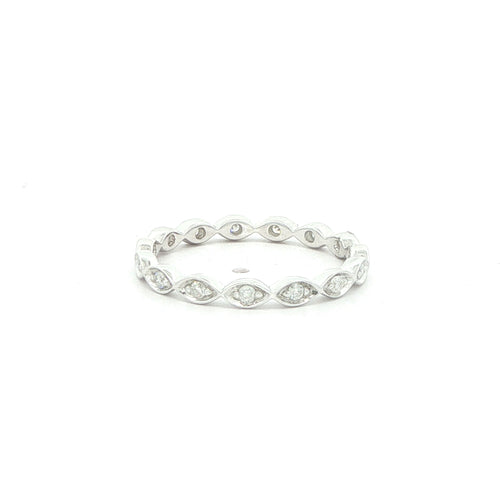 10K White Gold 0.20 CTW Natural Diamond Scalloped Band – Size 7