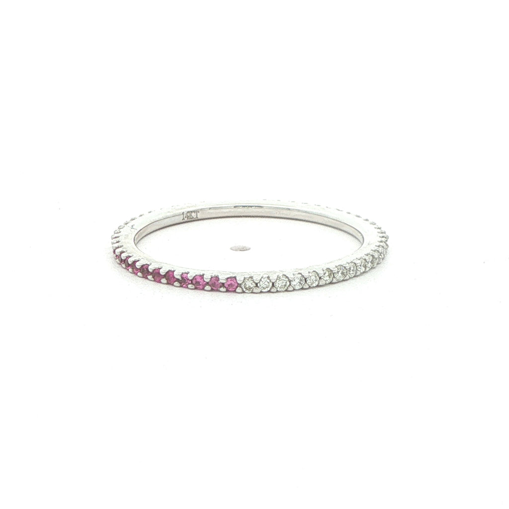 14K White Gold Pink Sapphire & Natural Diamond Band – 0.30 CTW