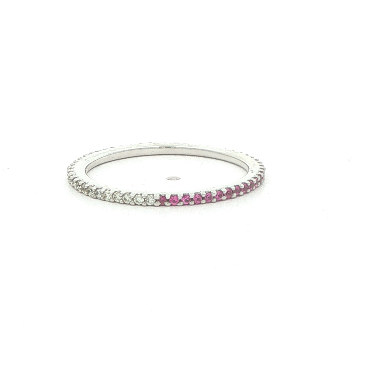 14K White Gold Pink Sapphire & Natural Diamond Band – 0.30 CTW