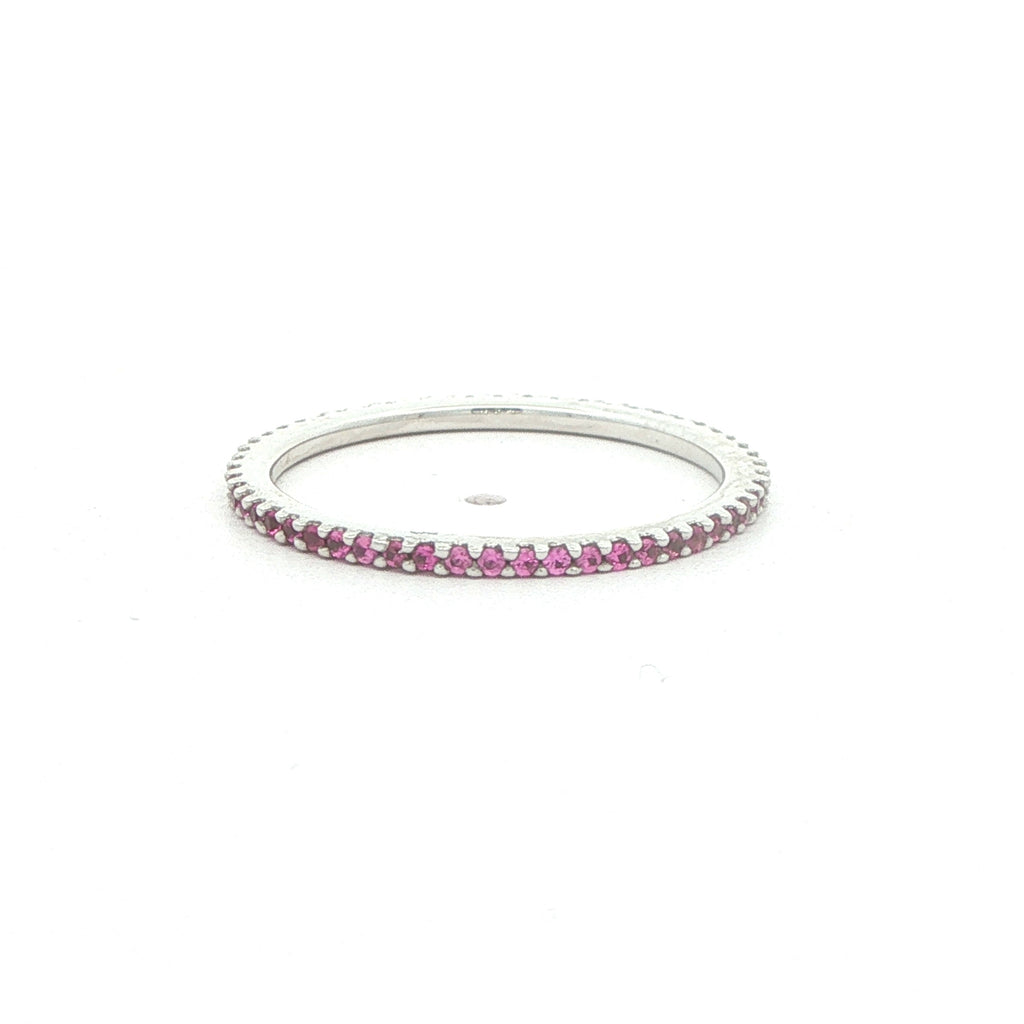 14K White Gold Pink Sapphire & Natural Diamond Band – 0.30 CTW