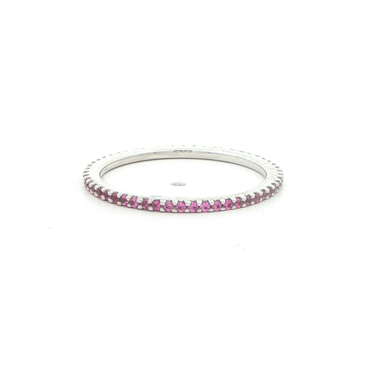 14K White Gold Pink Sapphire & Natural Diamond Band – 0.30 CTW