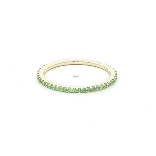 14K Yellow Gold Natural Emerald & Diamond Band – Size 6.50