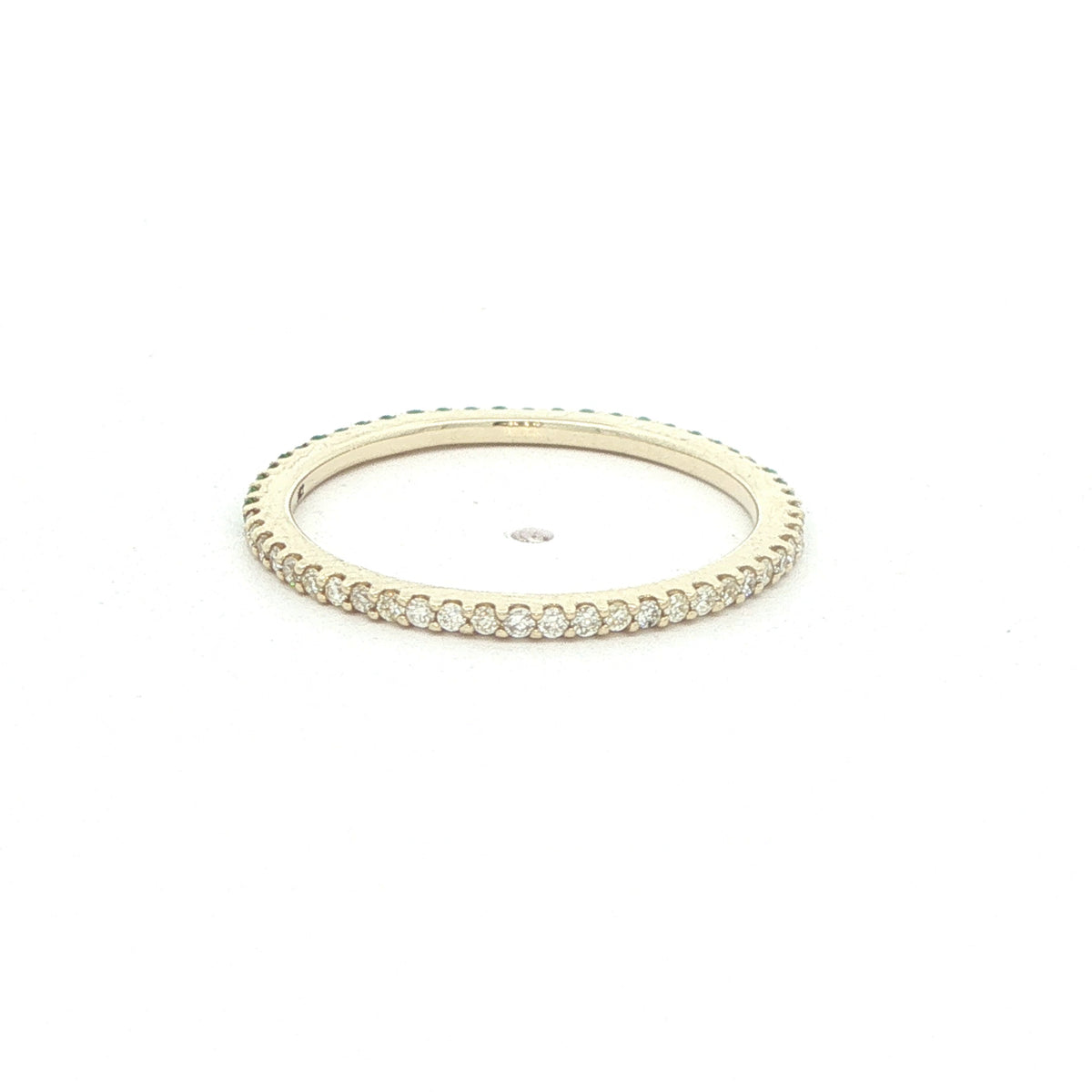 14K Yellow Gold Natural Emerald & Diamond Band – Size 6.50