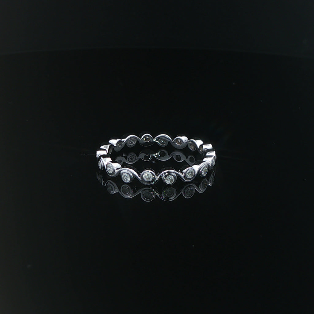 New 10K White Gold 0.33 CTW Natural Diamond Wave Band – Size 6