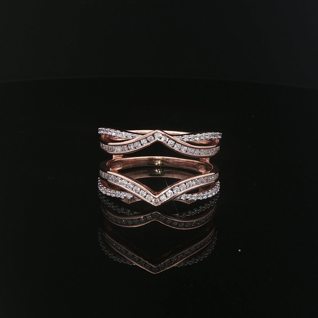 14K Rose Gold 0.50 CTW Natural Diamond Chevron Ring Enhancer – Size 7