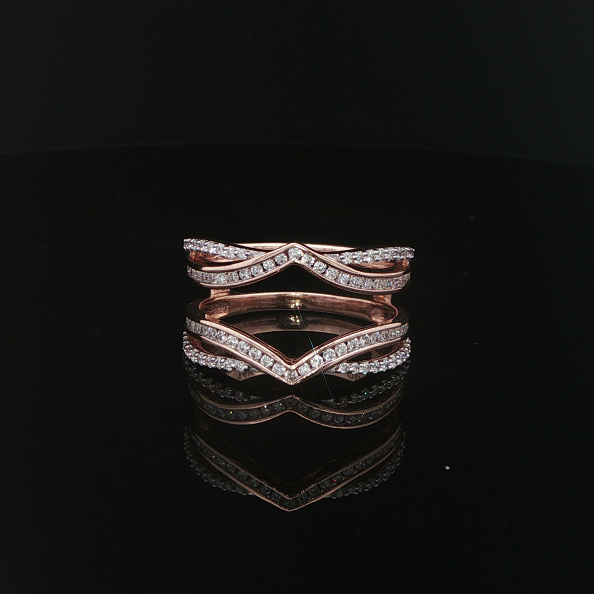 14K Rose Gold 0.50 CTW Natural Diamond Chevron Ring Enhancer – Size 7