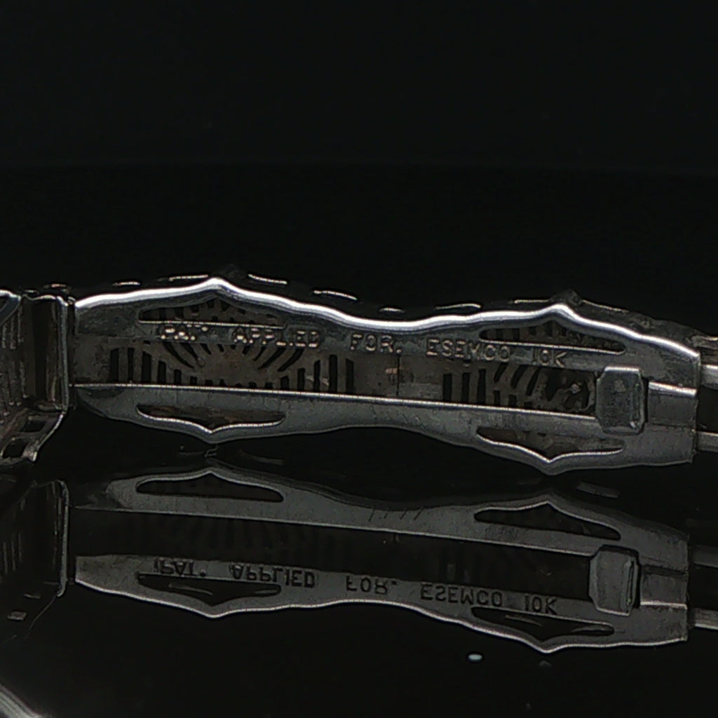 1930s Vintage Esemco 10K White Gold Natural Diamond Filigree Bracelet