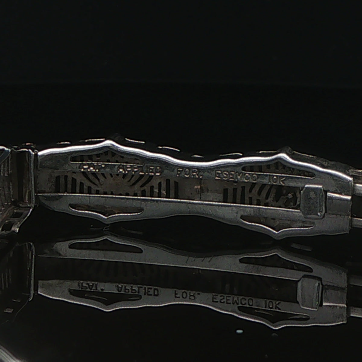 1930s Vintage Esemco 10K White Gold Natural Diamond Filigree Bracelet