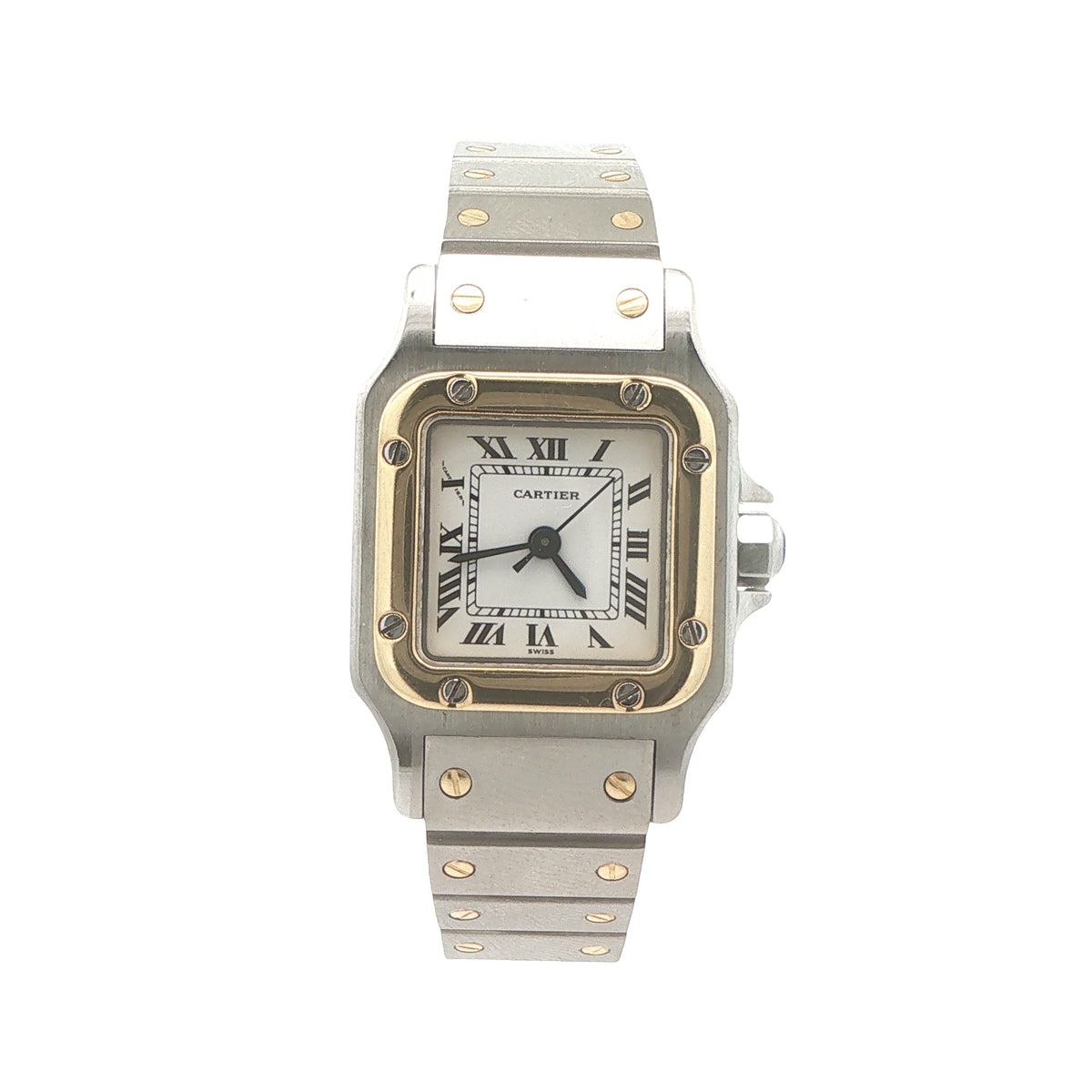 1980s Estate Cartier Santos Carrée Ladies’ Steel & 18K Yellow Gold Automatic Watch