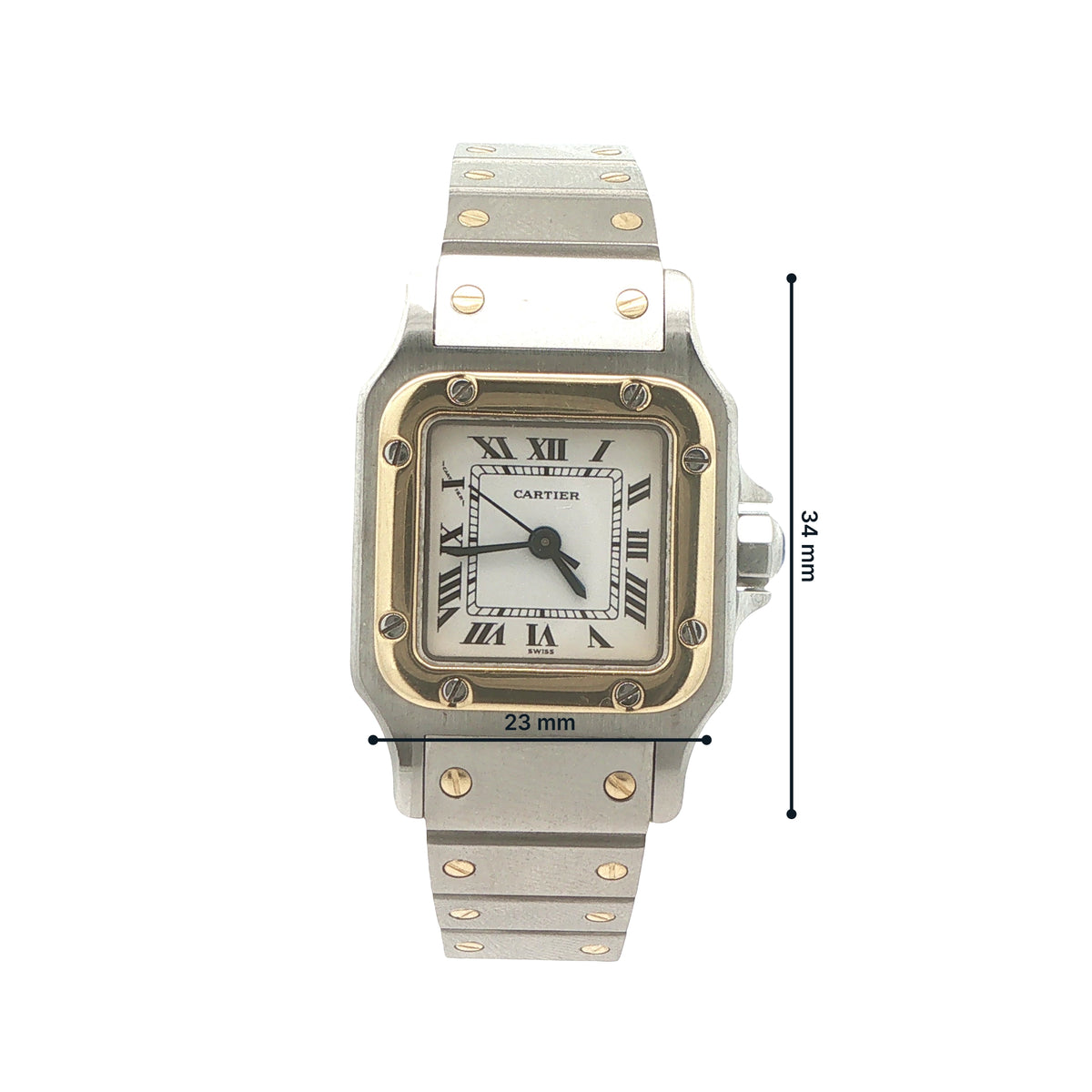 1980s Estate Cartier Santos Carrée Ladies’ Steel & 18K Yellow Gold Automatic Watch