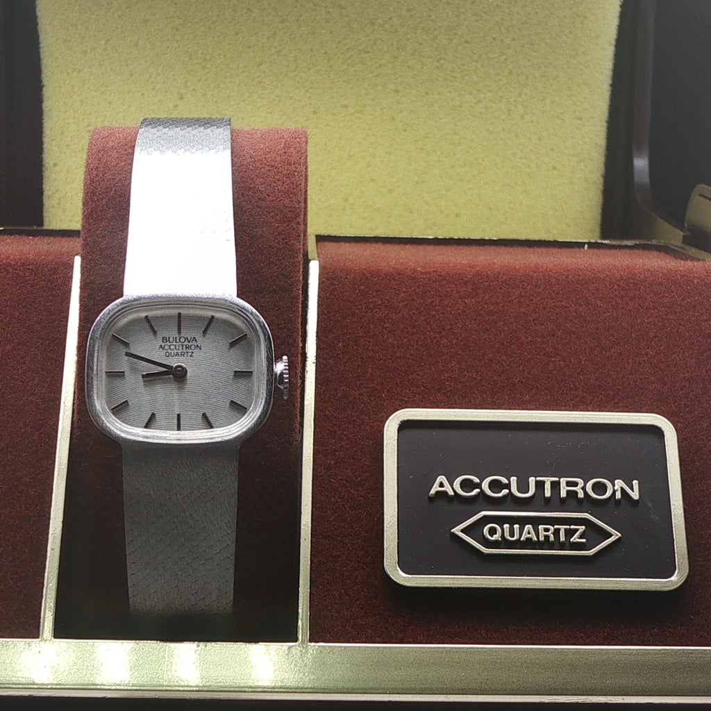 1980 Vintage Estate Bulova Accutron Quartz Stainless Steel Watch – 21mm, With Box