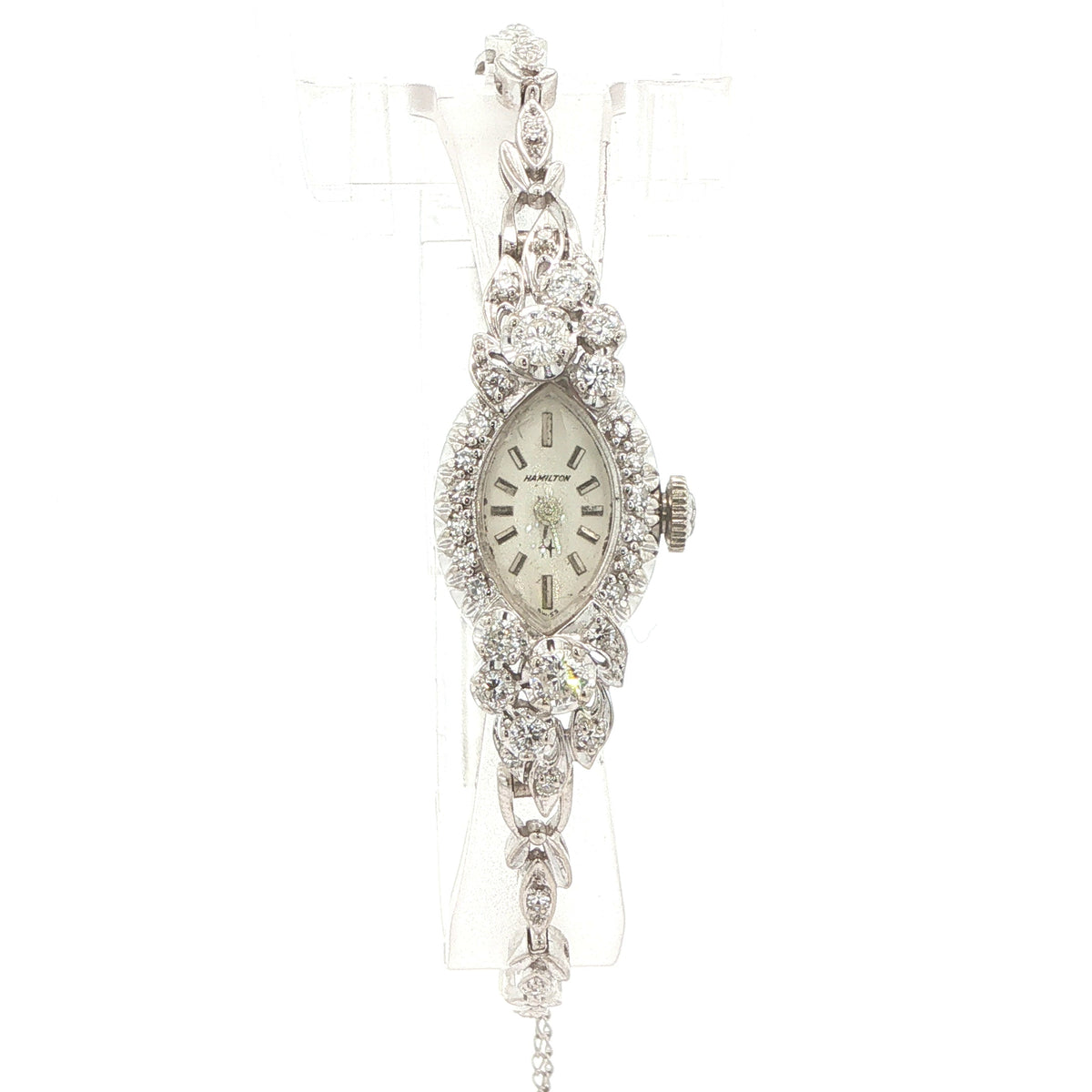 1960s Estate Hamilton Natural Diamond Cocktail Watch – 14K White Gold Case