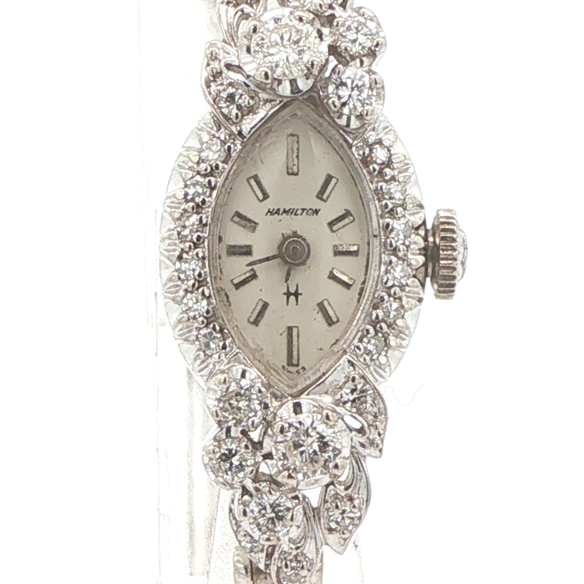 1960s Estate Hamilton Natural Diamond Cocktail Watch – 14K White Gold Case