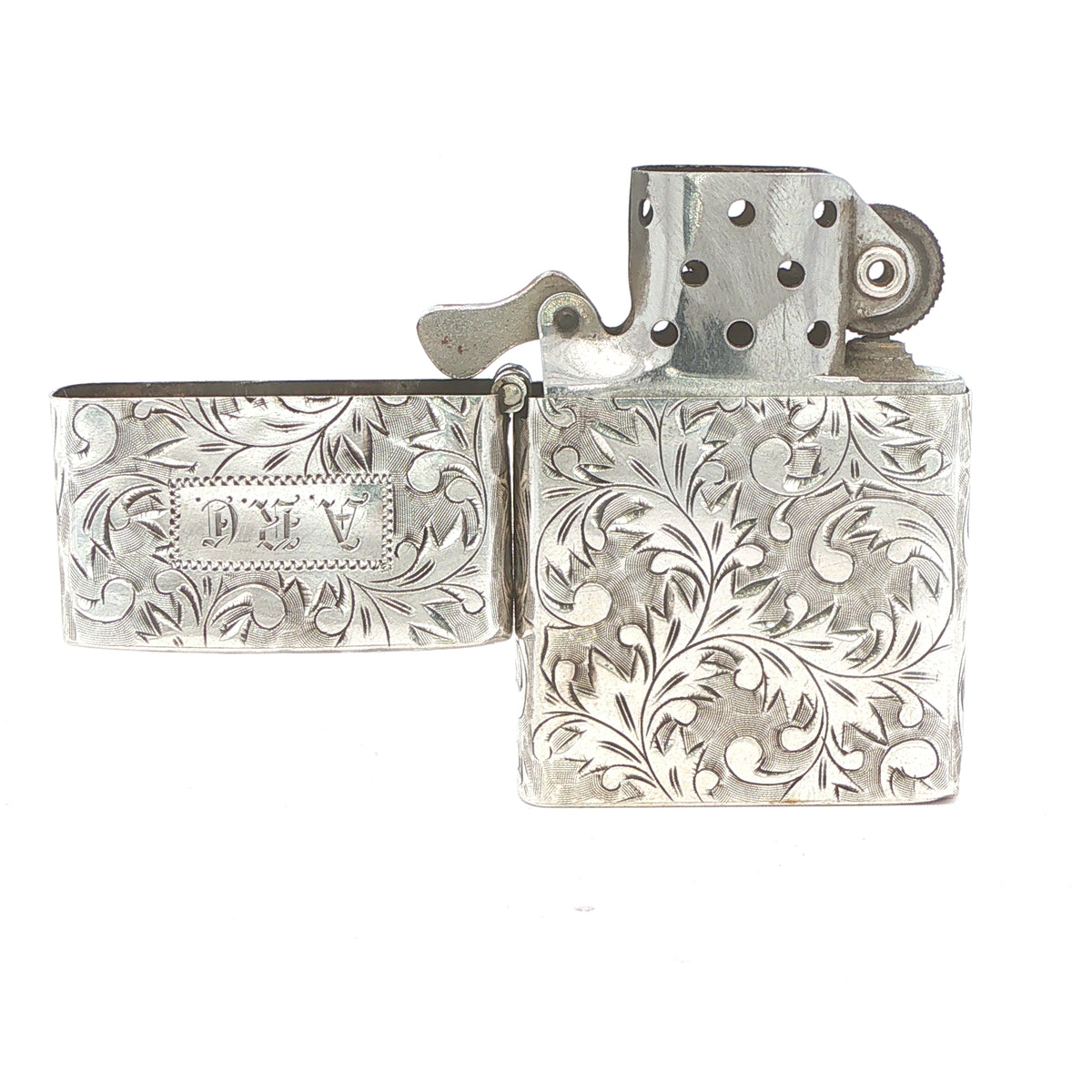 Estate Sterling Silver Engraved Lighter – 1947–1953 Zippo Insert
