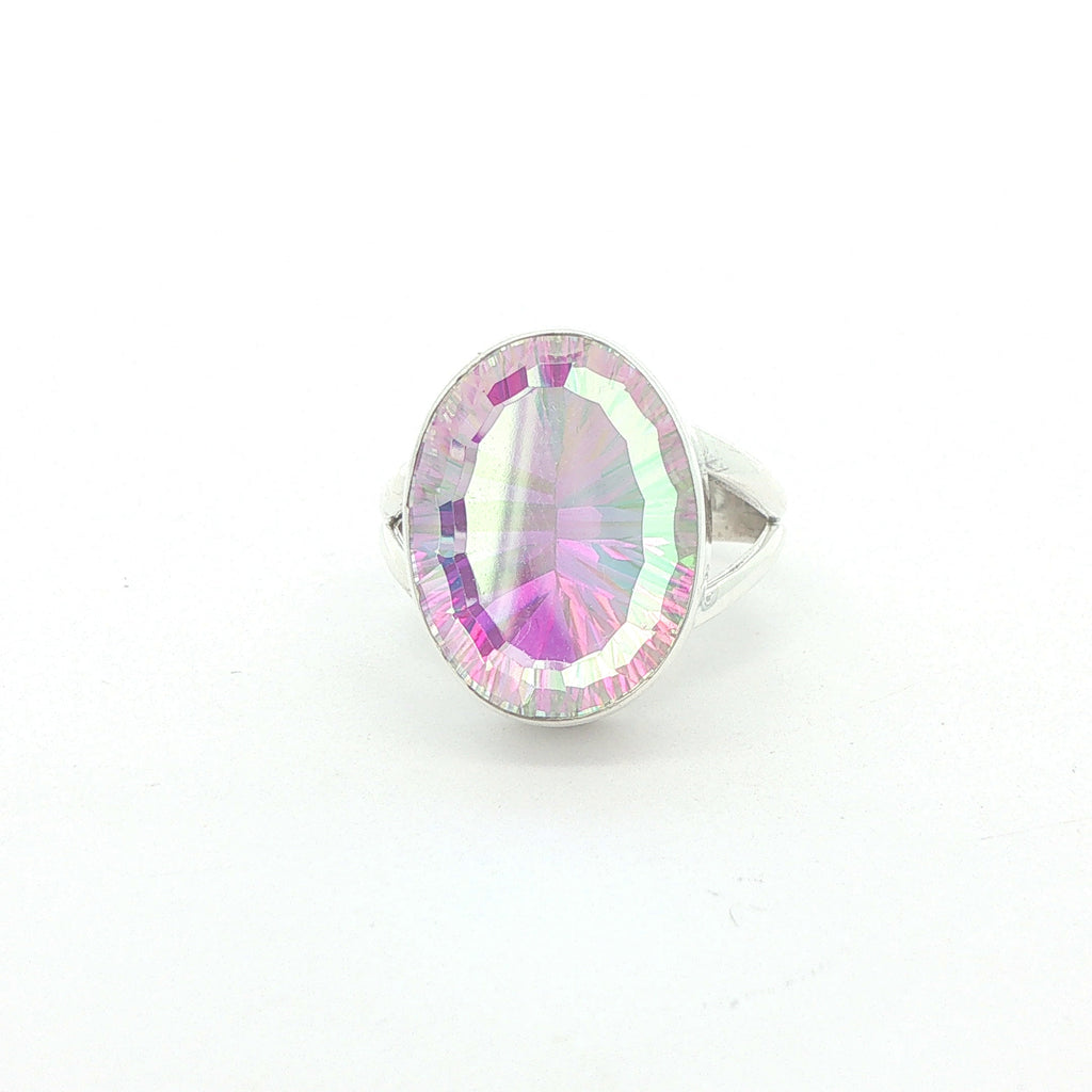 Estate 925 Sterling Silver Oval Mystic Opal Ring – Size 6