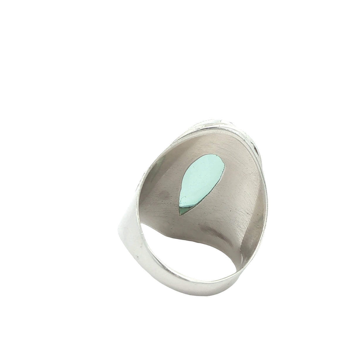 Estate Sterling Silver Pear-Shaped Aqua Chalcedony Ring – Size 7