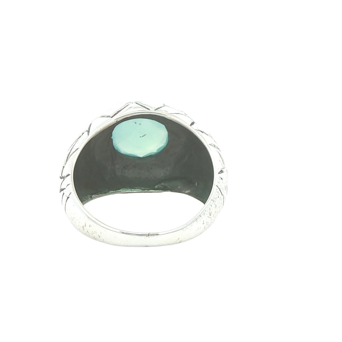 Estate Vintage Sterling Silver Chalcedony Ring – Engraved Band