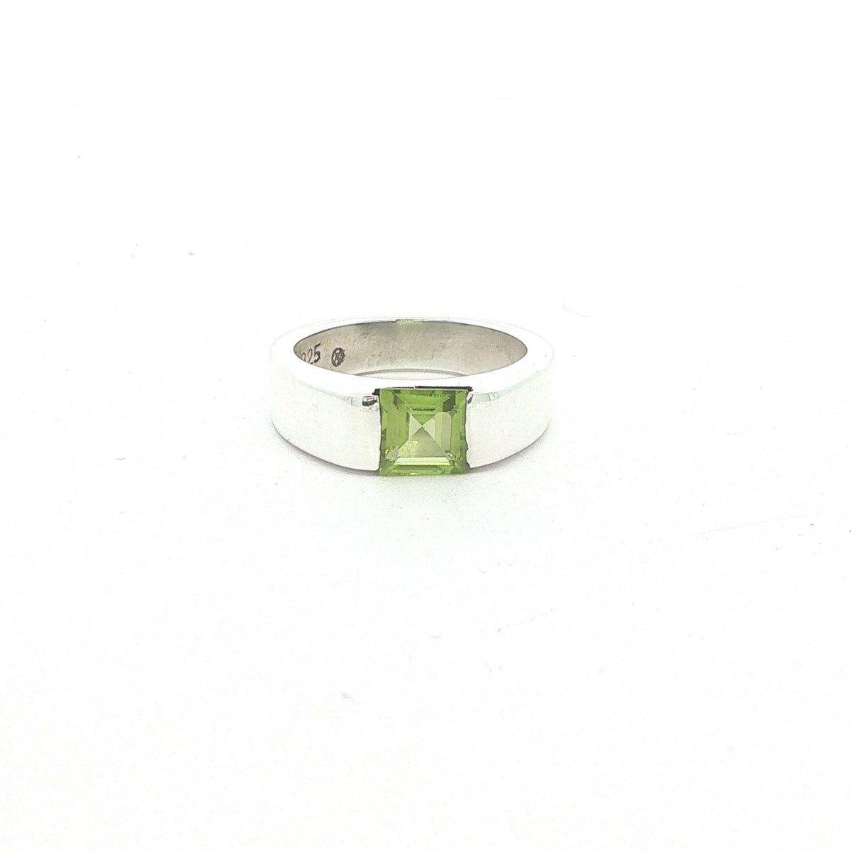 Estate Sterling Silver Square-Cut Peridot Ring – SZ 6