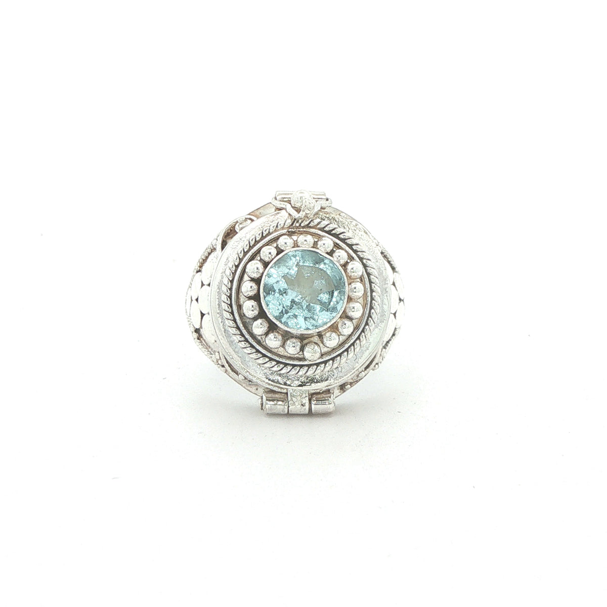 Vintage Estate Silver Aquamarine Poison-Style Locket Ring – SZ 7