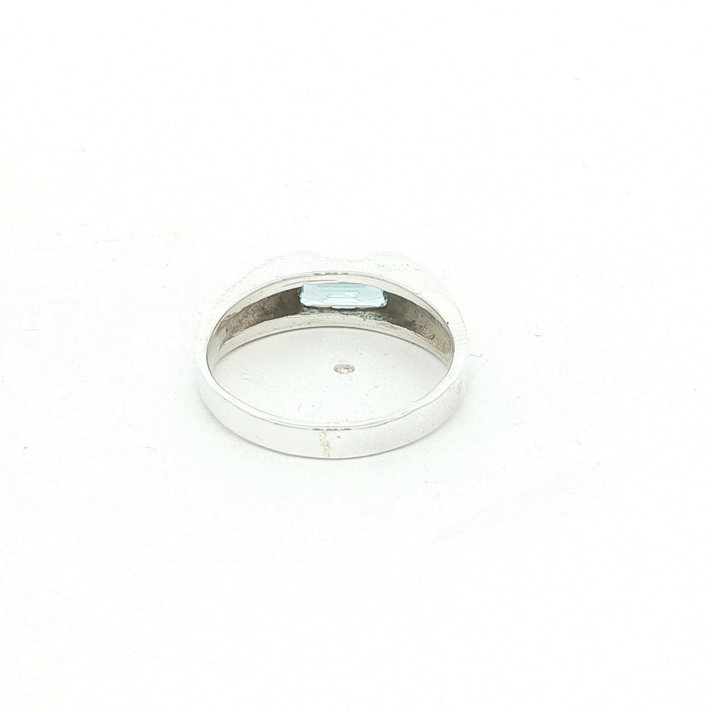 Estate Silver Emerald-Cut Aquamarine Ring – SZ 7.25