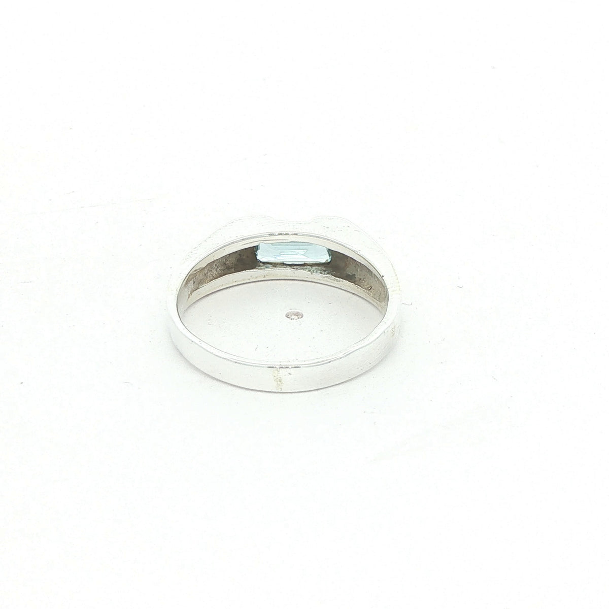 Estate Silver Emerald-Cut Aquamarine Ring – SZ 7.25