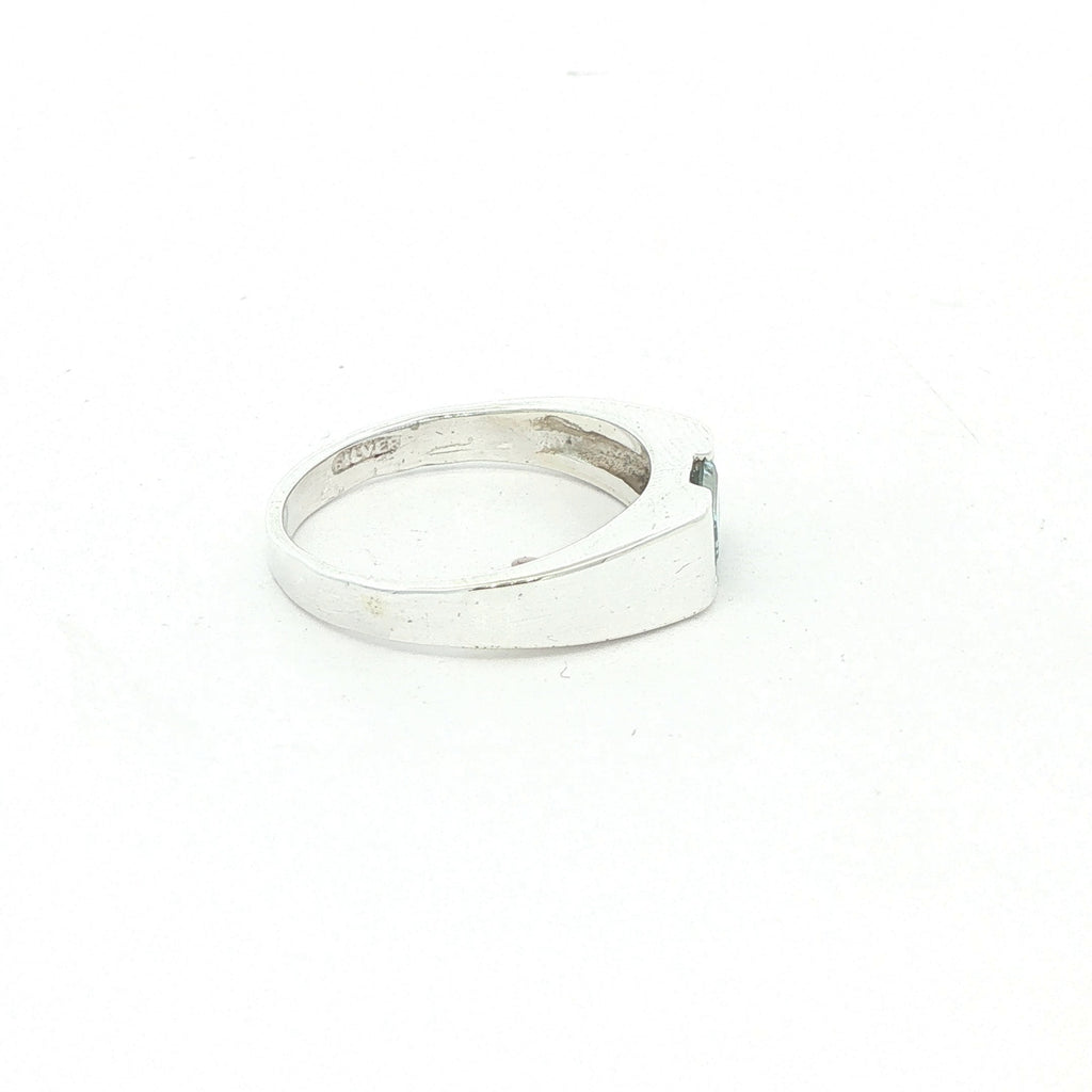 Estate Silver Emerald-Cut Aquamarine Ring – SZ 7.25