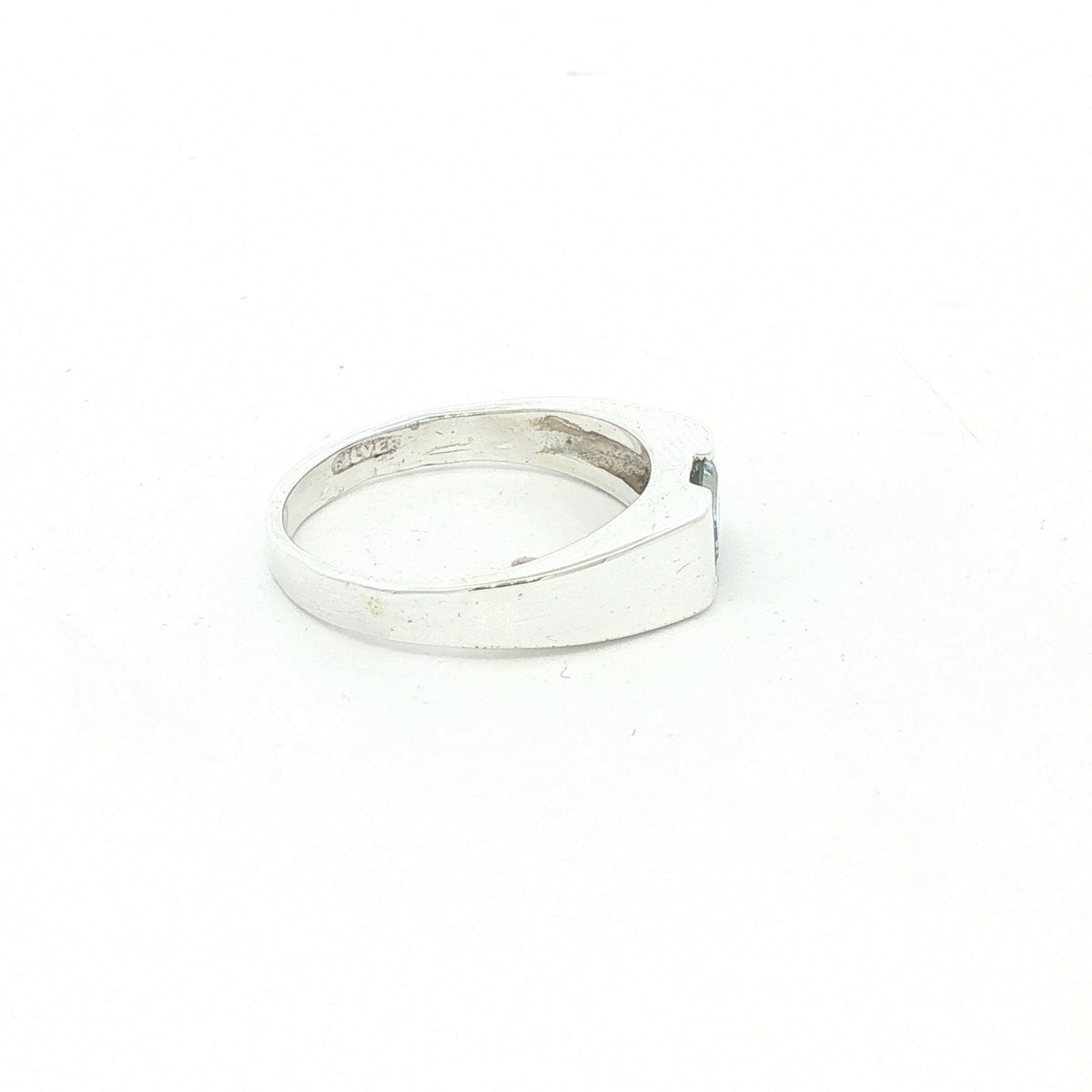 Estate Silver Emerald-Cut Aquamarine Ring – SZ 7.25