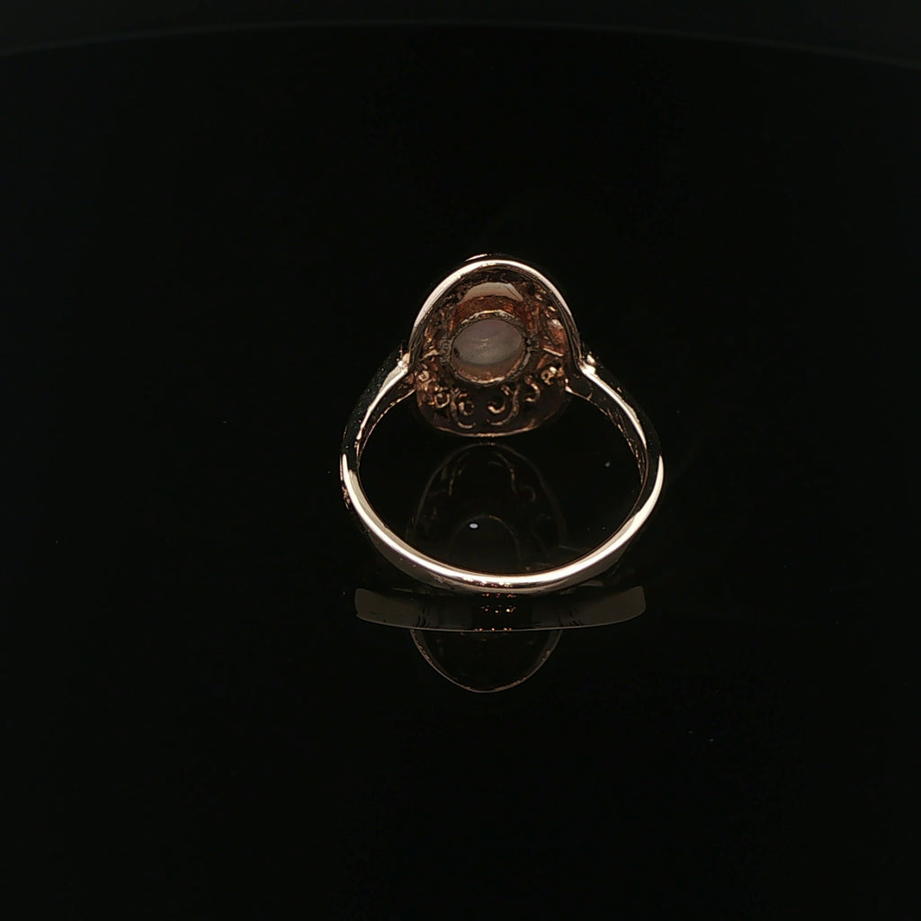 14K Gold Natural Opal Filigree Ring – Size 5.75