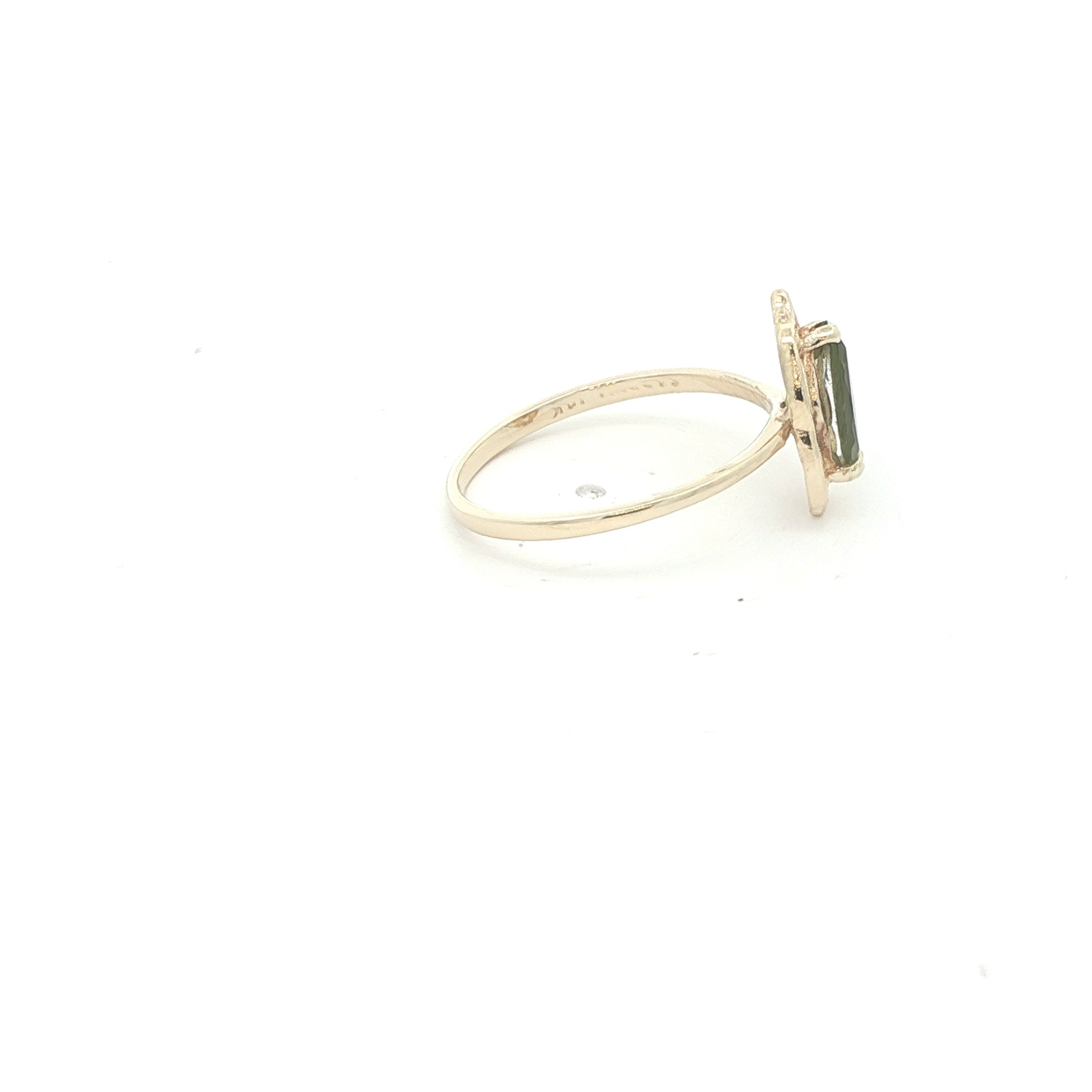Estate Vintage 10k Yellow Gold Natural Marquise Peridot Ring (c. 1970s–1980s)