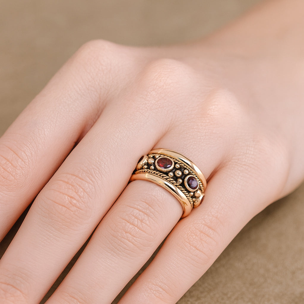 14k Yellow Eternity Gold Ruby Ring