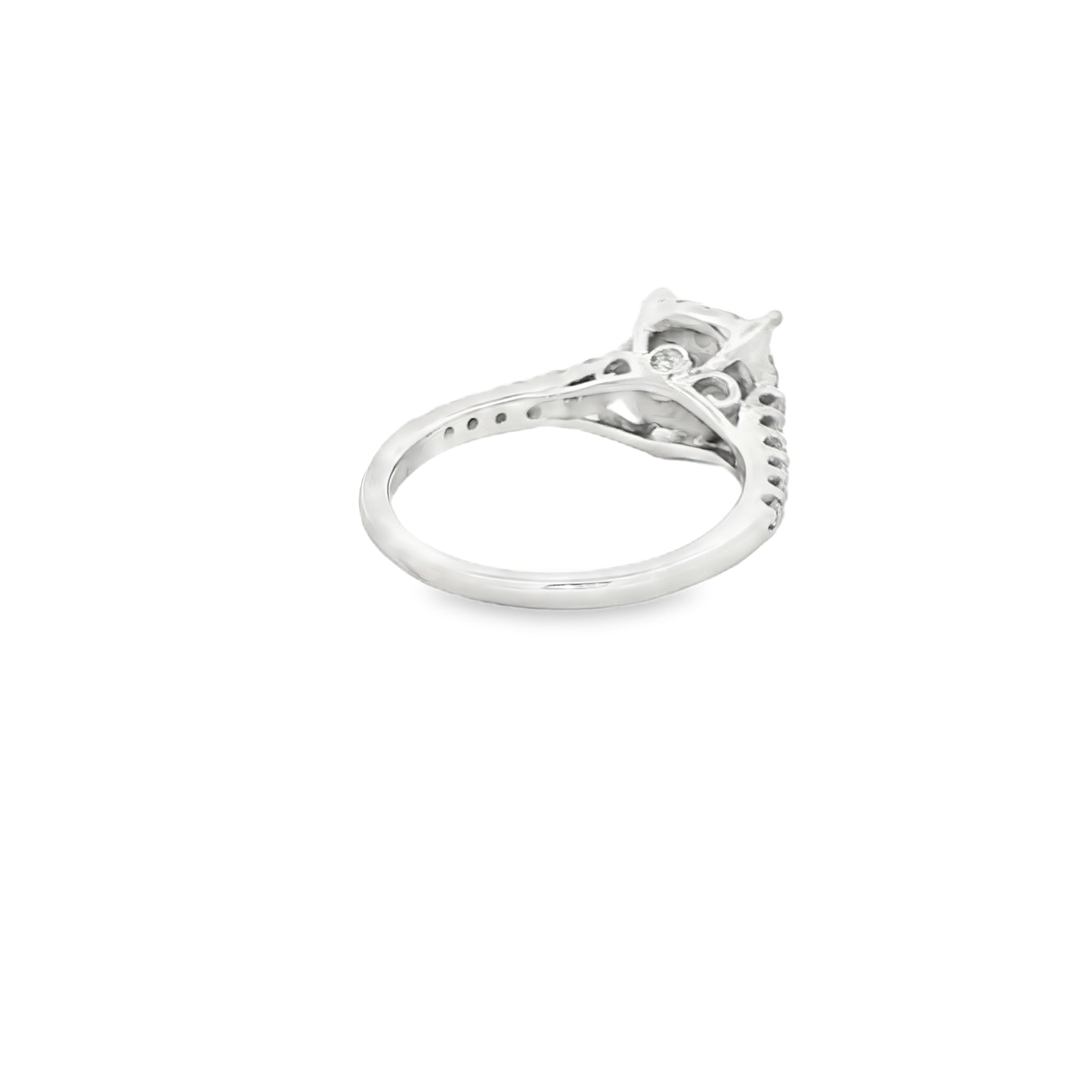 14k White Gold Round Halo Diamond Cluster Engagement Ring