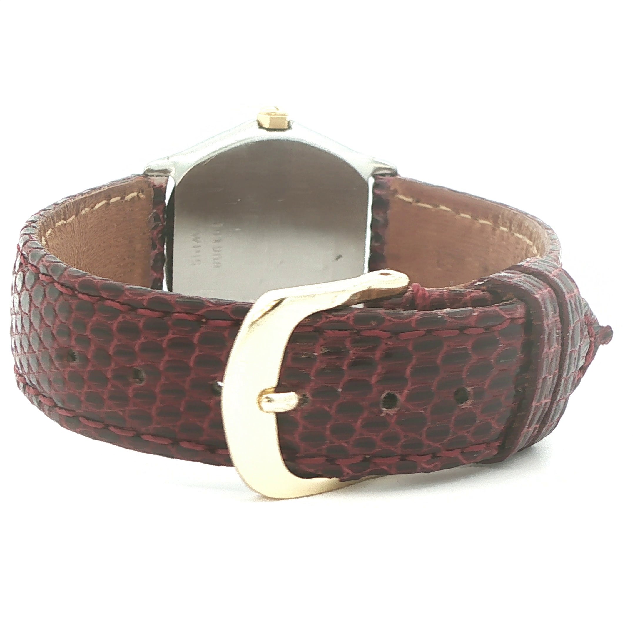 Estate Vintage Ebel Swiss Quartz Wristwatch - Gold-Tone Dial with Lizard Leather Strap