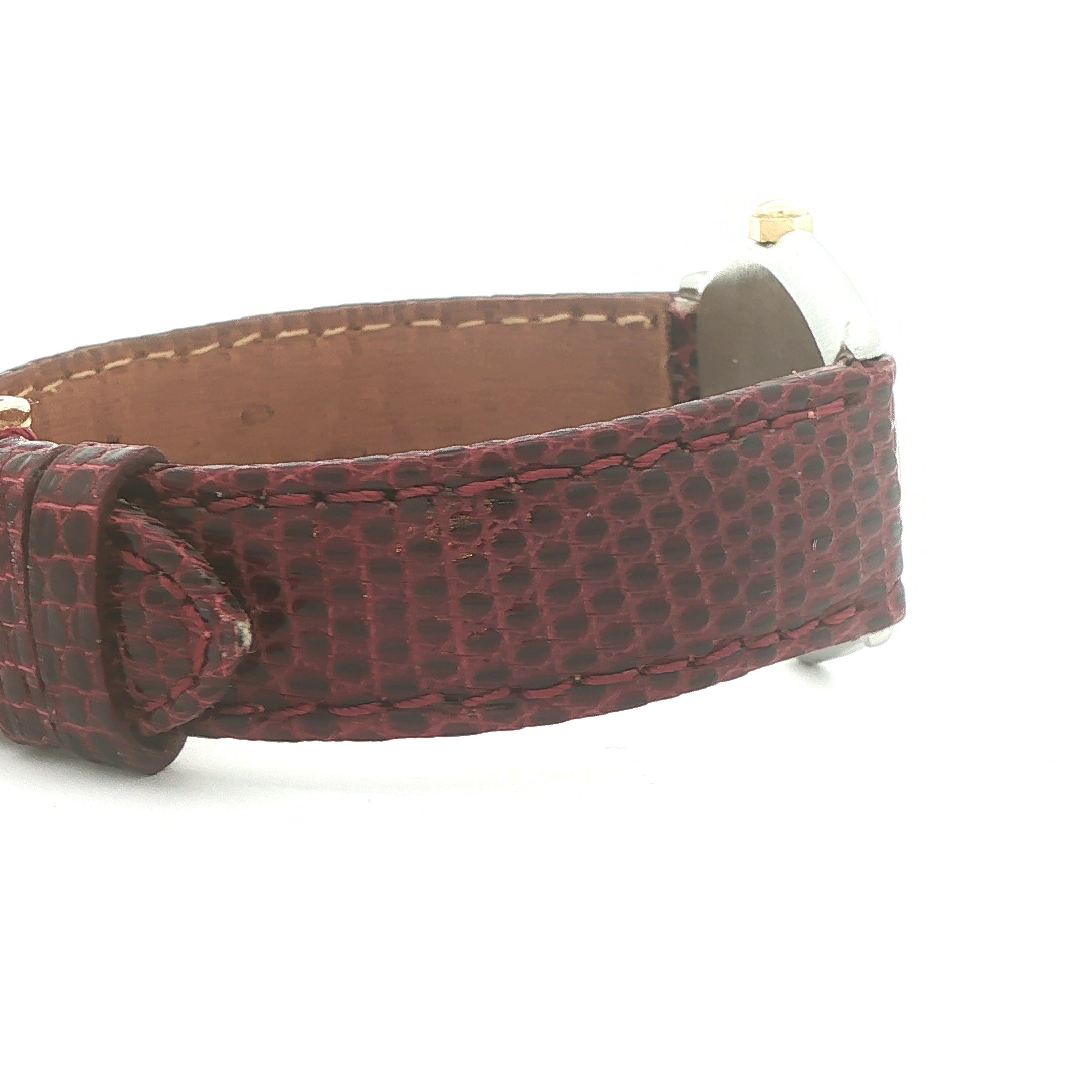 Estate Vintage Ebel Swiss Quartz Wristwatch - Gold-Tone Dial with Lizard Leather Strap