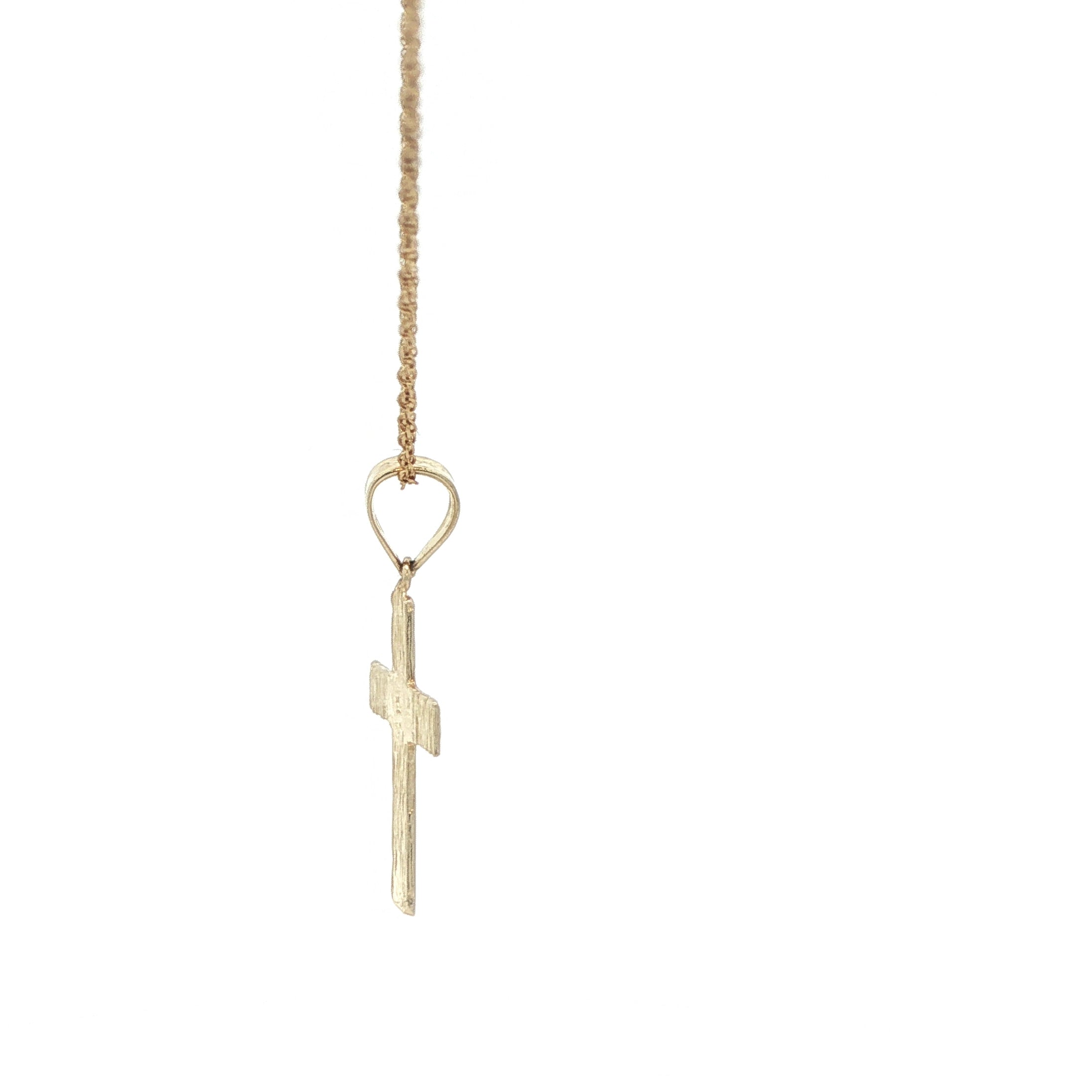 10K Yellow Gold Cross Pendant - Diamond-Cut Engraved Estate Jewelry