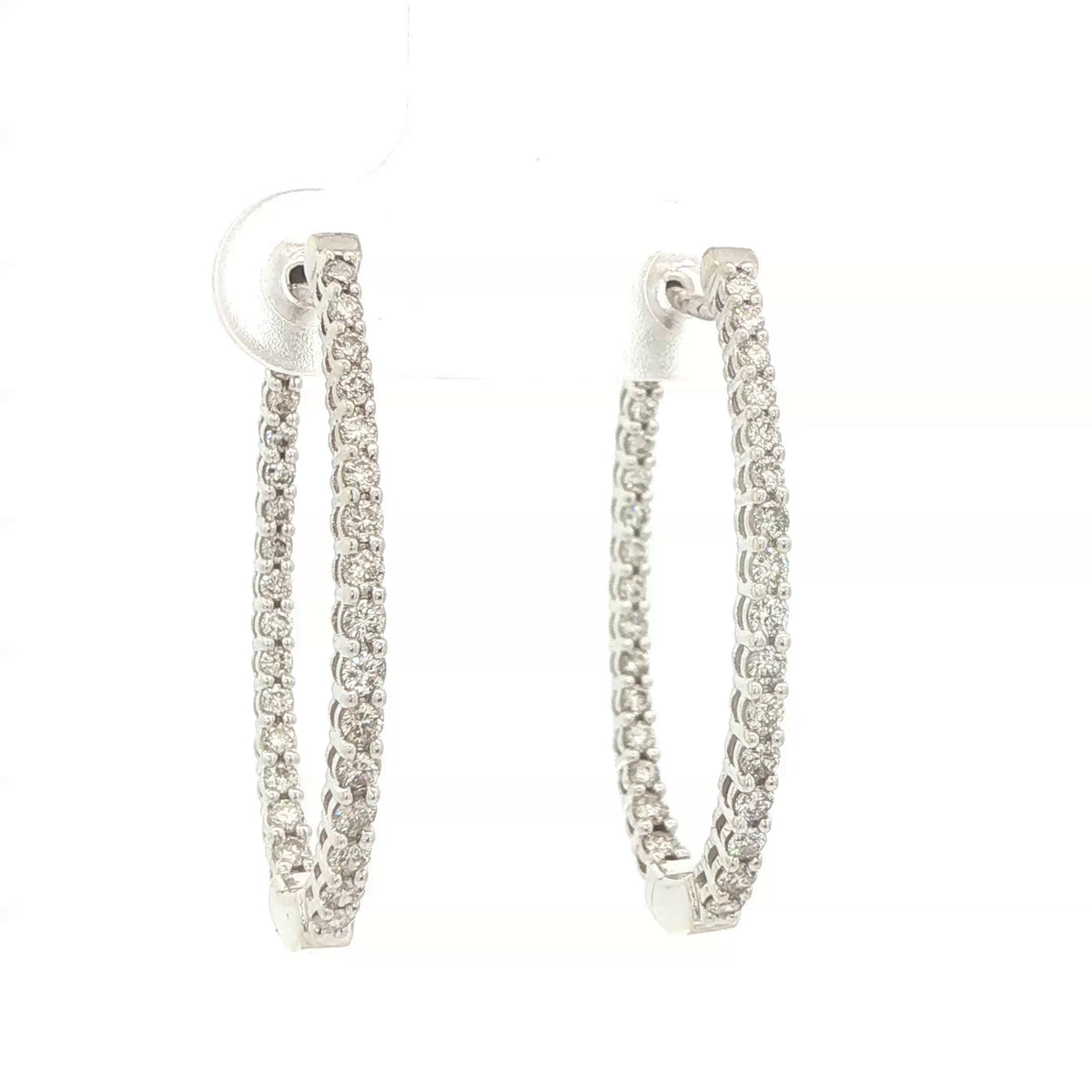 Estate 14K White Gold Natural Diamond Inside-Out Hoop Earrings – Approx. 0.75 CTW, 26mm