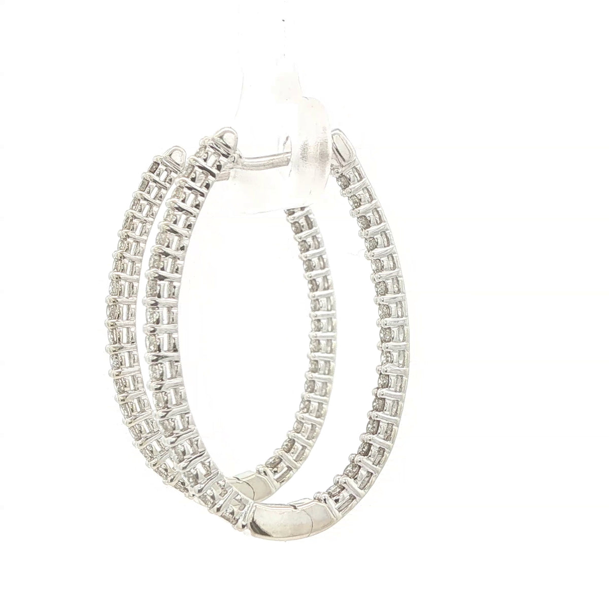Estate 14K White Gold Natural Diamond Inside-Out Hoop Earrings – Approx. 0.75 CTW, 26mm