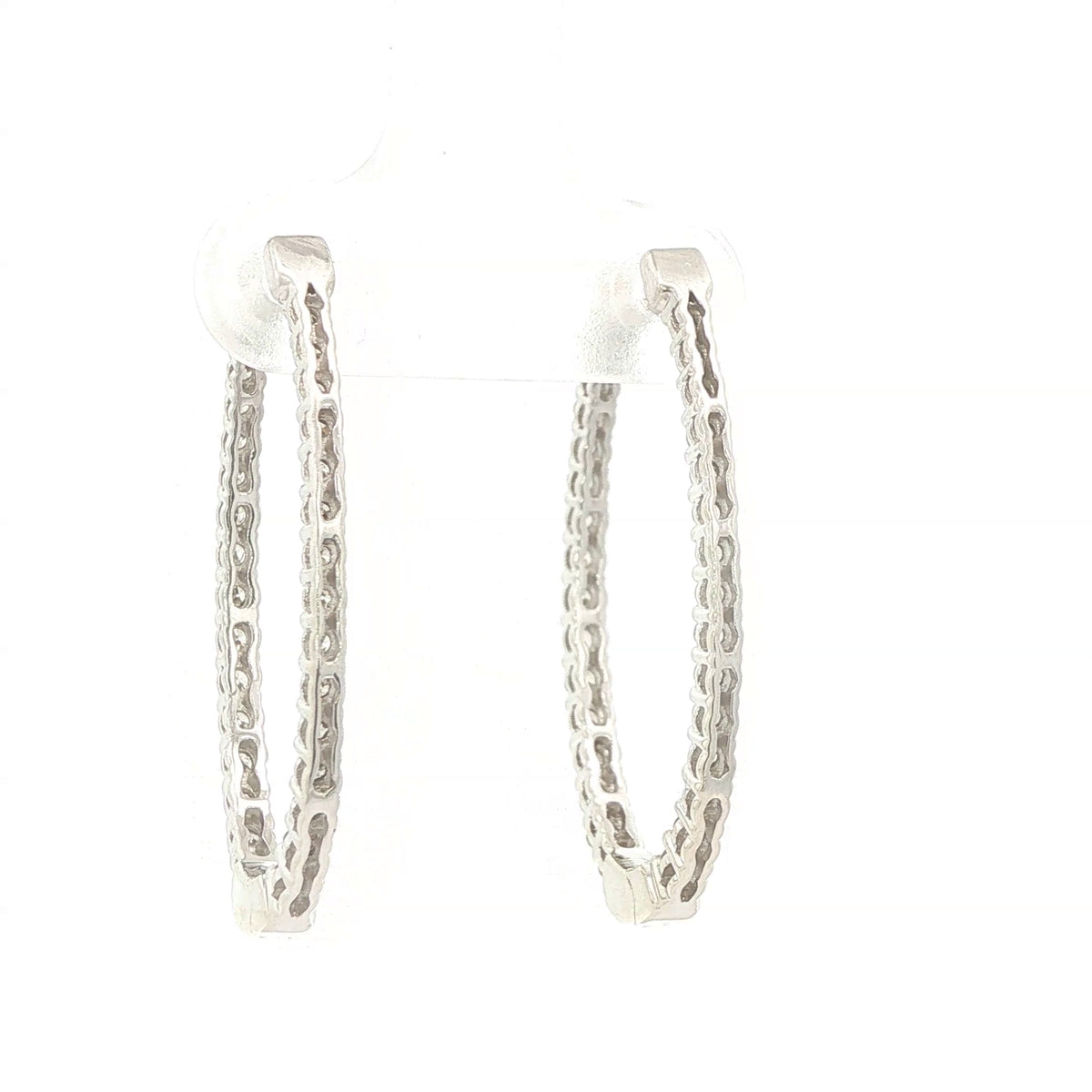 Estate 14K White Gold Natural Diamond Inside-Out Hoop Earrings – Approx. 0.75 CTW, 26mm