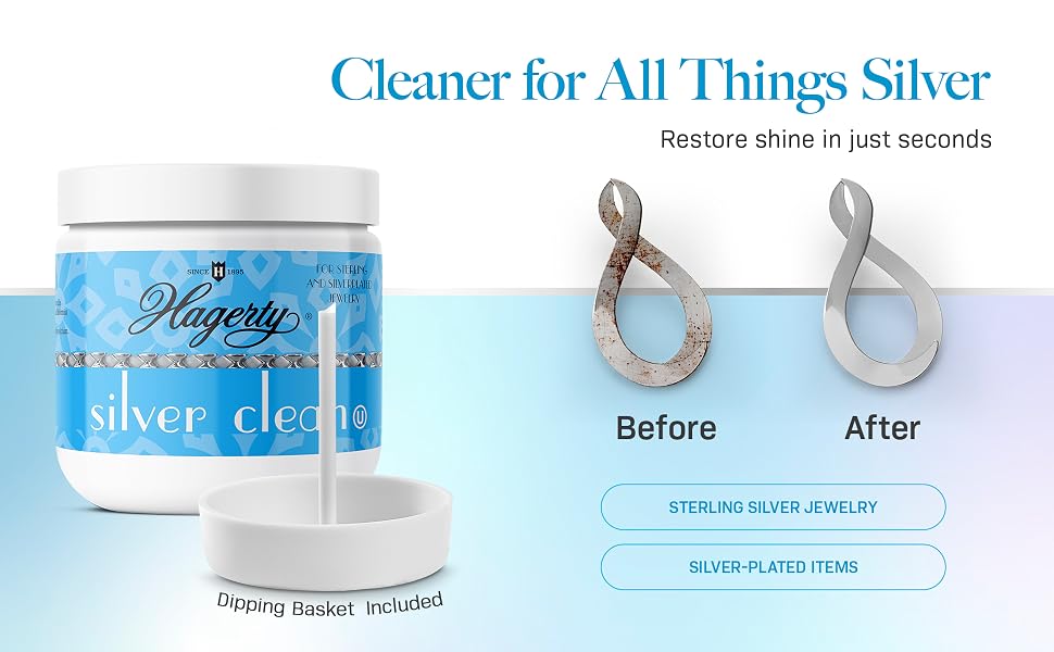 Hagerty Silver Clean 7 fl oz Sterling Silver & Silverplate Jewelry Cleaner with Dipping Basket